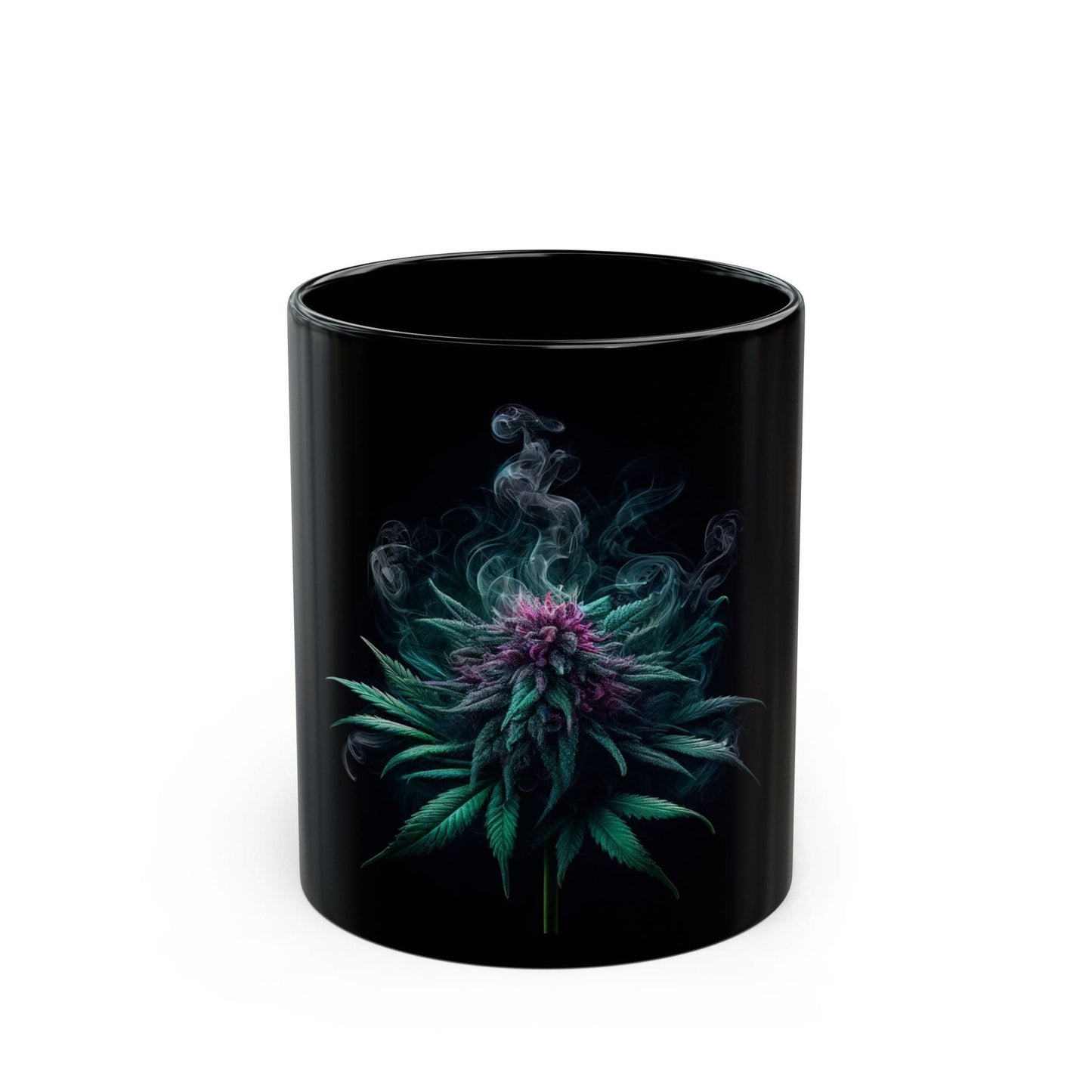 SMOKEY WEED PLANT - Weed Coffee Mug (Black 11oz) - Perfect Gift for Smokers, Stoners, Flowers; Wake and Bake Mug / Weed Mug / Black Mug