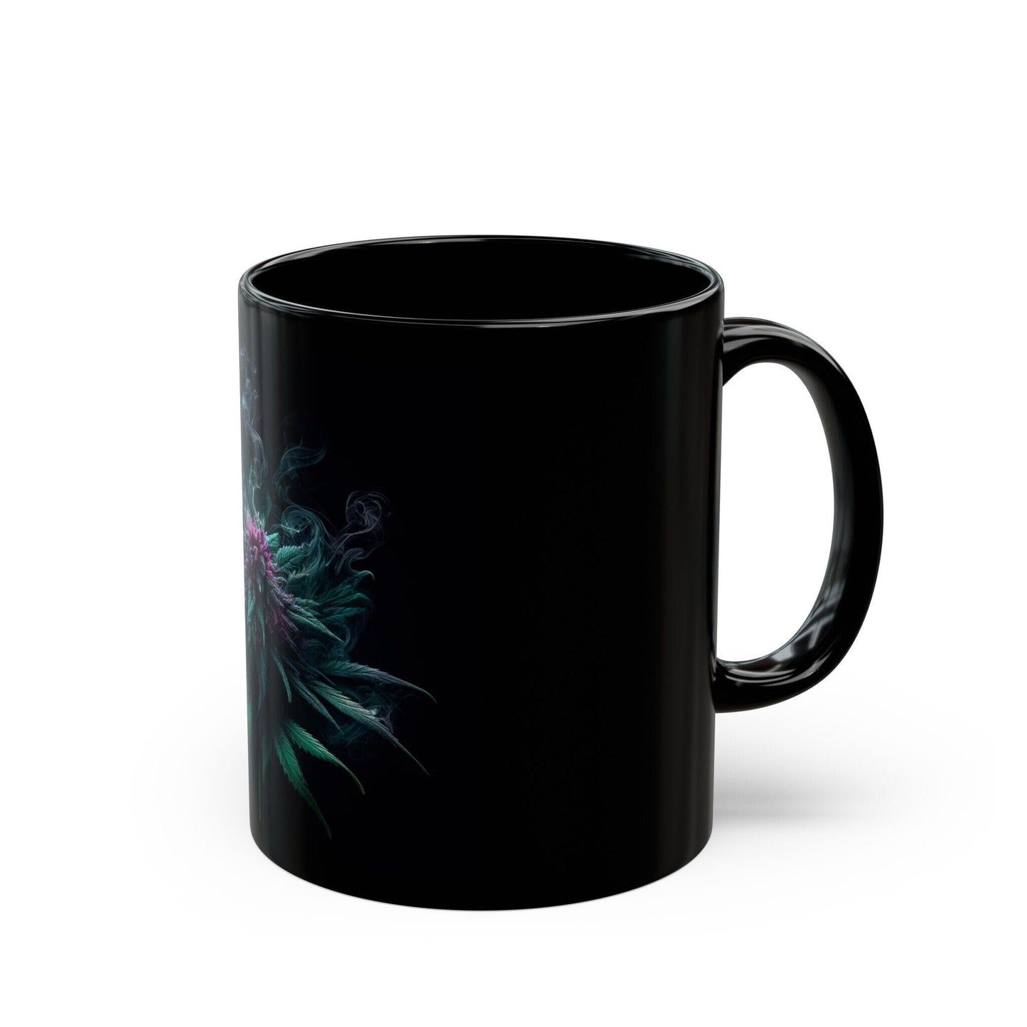 SMOKEY WEED PLANT - Weed Coffee Mug (Black 11oz) - Perfect Gift for Smokers, Stoners, Flowers; Wake and Bake Mug / Weed Mug / Black Mug