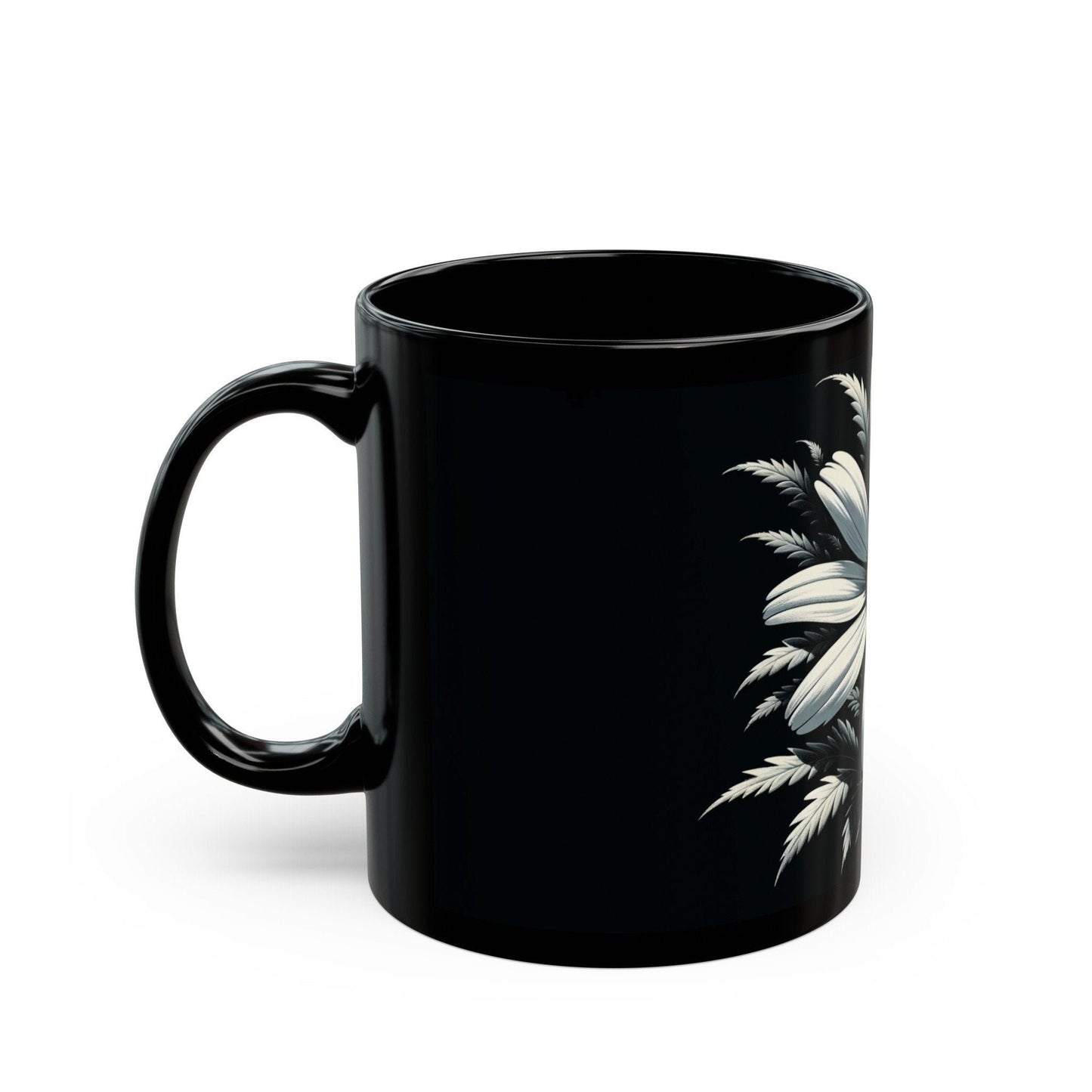 DAISY WEED FLOWER - Weed Coffee Mug (Black 11oz) - Perfect Gift for Smokers, Stoners, Flowers; Wake and Bake Mug / Weed Mug / Black Mug