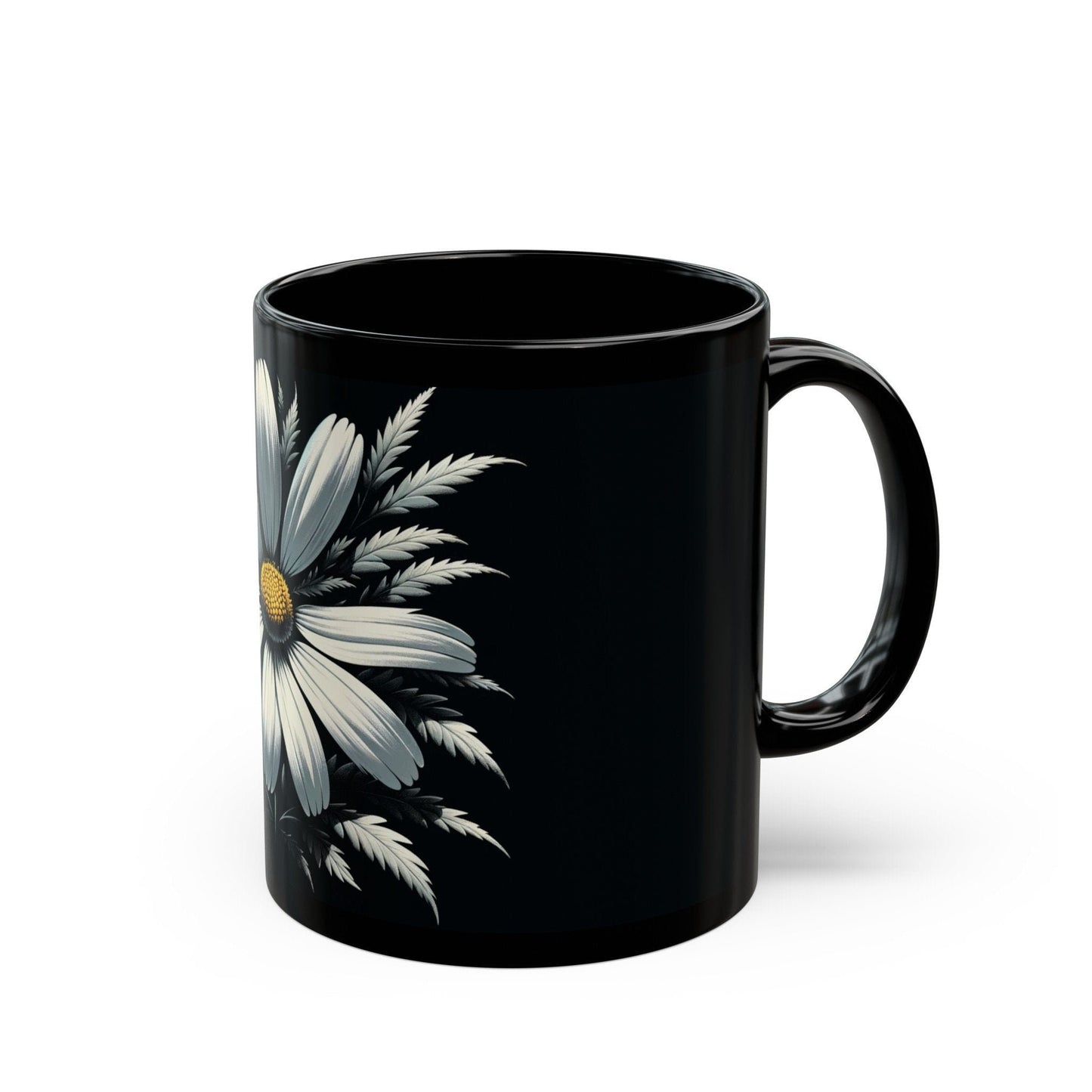DAISY WEED FLOWER - Weed Coffee Mug (Black 11oz) - Perfect Gift for Smokers, Stoners, Flowers; Wake and Bake Mug / Weed Mug / Black Mug