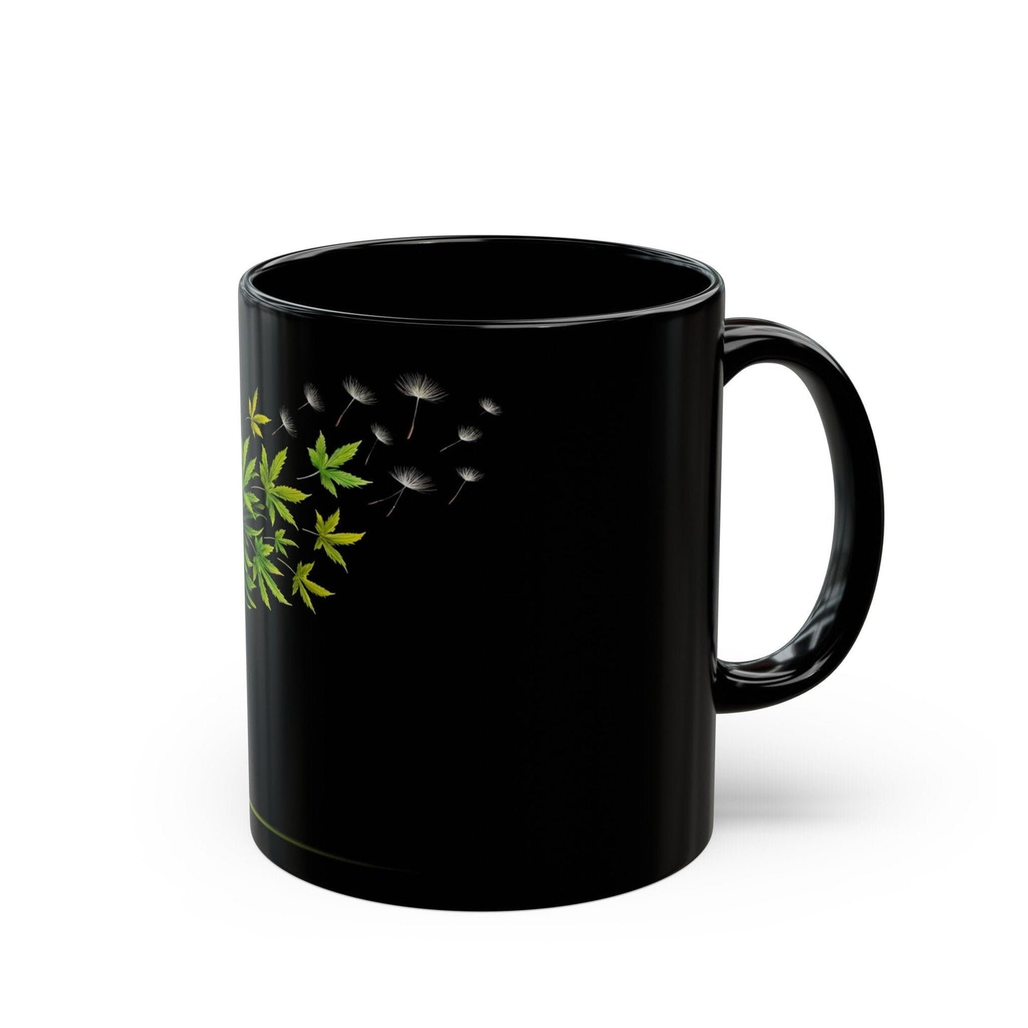 DANDELION WEED FLOWER - Weed Coffee Mug (Black 11oz) - Perfect Gift for Smokers, Stoners, Flowers; Wake and Bake Mug / Weed Mug / Black Mug