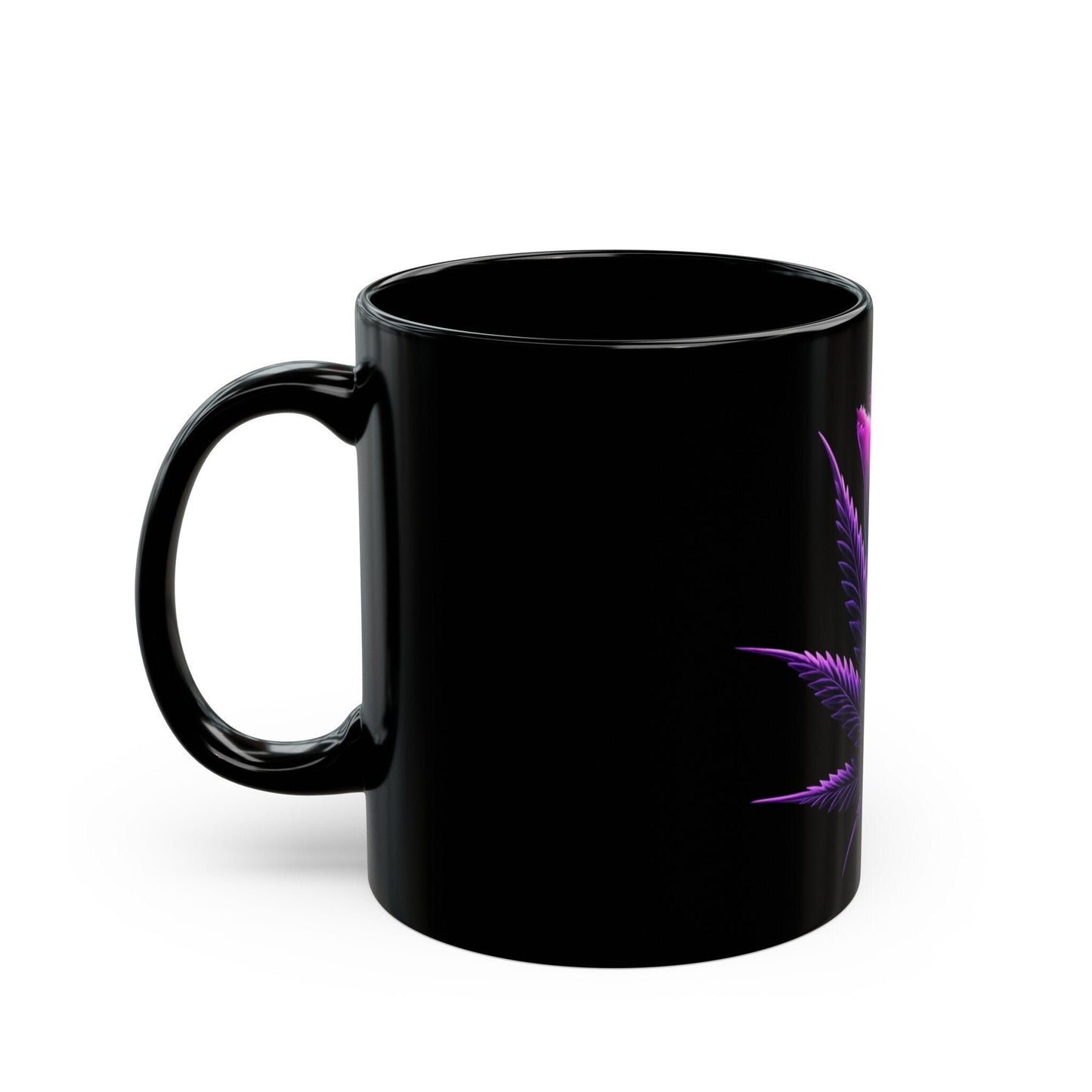 PURPLE TULIP Weed FLOWER - Weed Coffee Mug (Black 11oz) - Perfect Gift for Smokers, Stoners, Growers; Wake & Bake Mug / Weed Mug / Black Mug