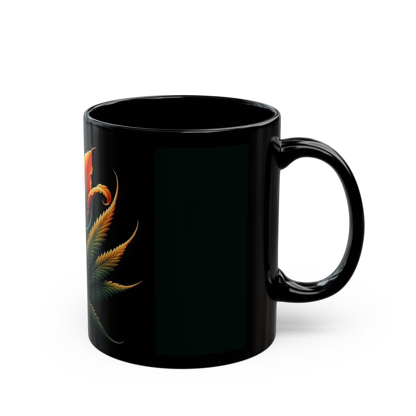TULIP WEED FLOWER - Weed Coffee Mug (Black 11oz) - Perfect Gift for Smokers, Stoners, Flowers; Wake and Bake Mug / Weed Mug / Black Mug