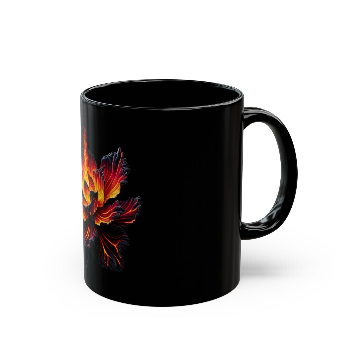 FIREY WEED FLOWER - Weed Coffee Mug (Black 11oz) - Perfect Gift for Smokers, Stoners, Growers; Wake and Bake Mug / Weed Mug / Black Mug