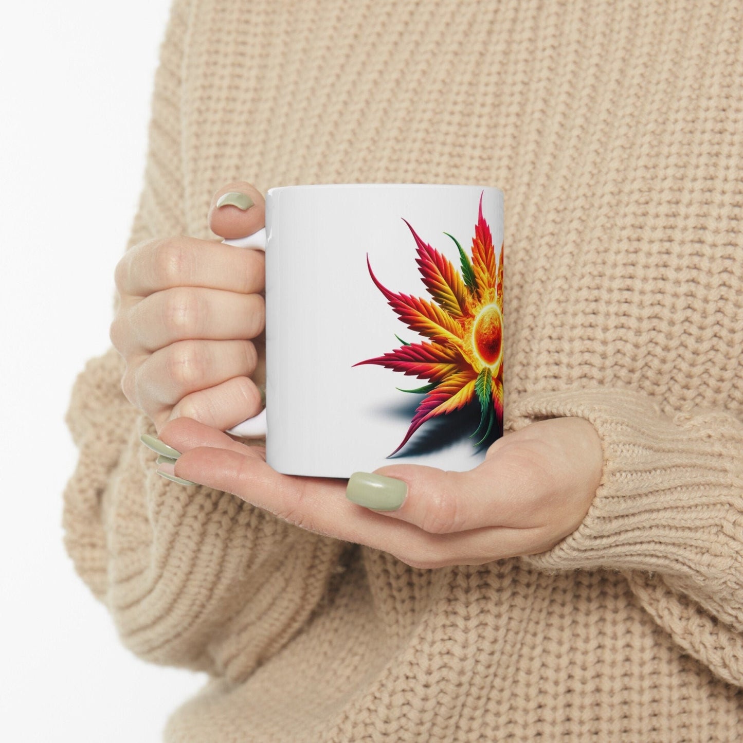 WEED SUN FLOWER - Weed Coffee Mugs (11oz) Perfect Gift for Smokers/ Marijuana Gift; Wake and Bake Mug - Cannabis Cup / Stoner Mug