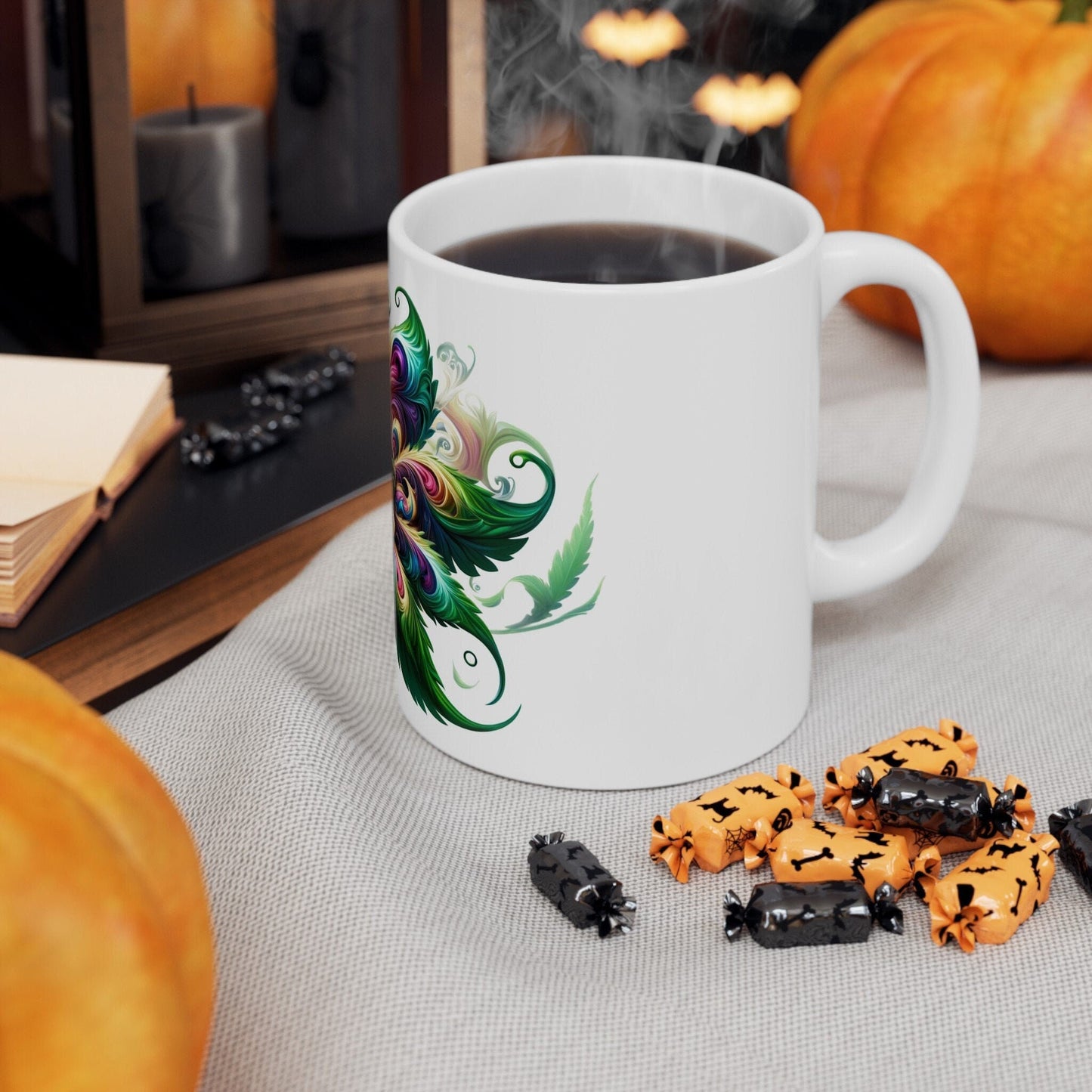 ARTSY WEED FLOWER - Weed Coffee Mugs (11oz) Perfect Gift for Smokers/ Marijuana Gift; Wake and Bake Mug - Cannabis Cup / Stoner Mug