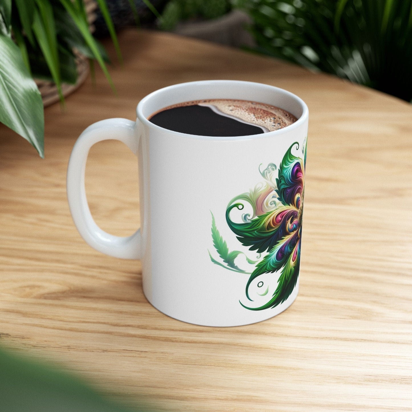 ARTSY WEED FLOWER - Weed Coffee Mugs (11oz) Perfect Gift for Smokers/ Marijuana Gift; Wake and Bake Mug - Cannabis Cup / Stoner Mug