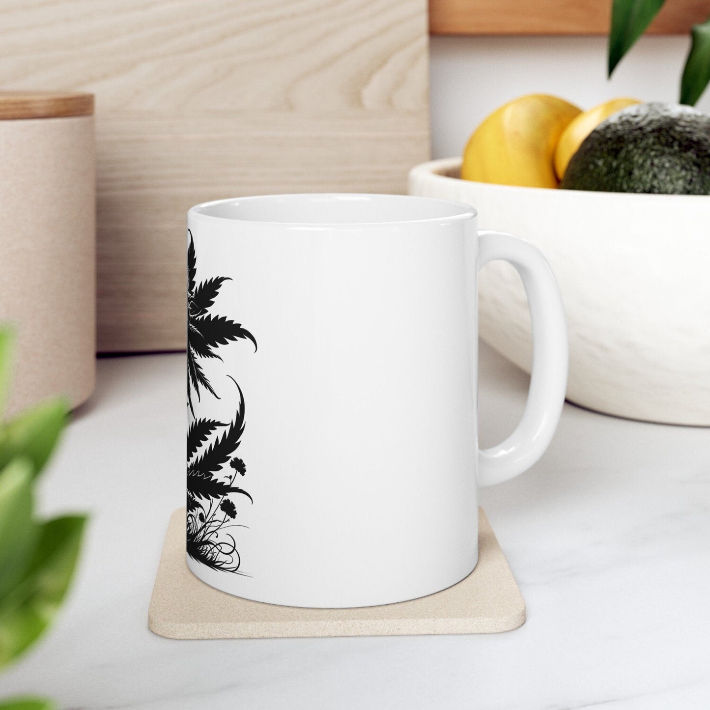 BLACK WEED FLOWER - Weed Coffee Mugs (11oz) Perfect Gift for Smokers/ Marijuana Gift; Wake and Bake Mug - Cannabis Cup / Stoner Mug
