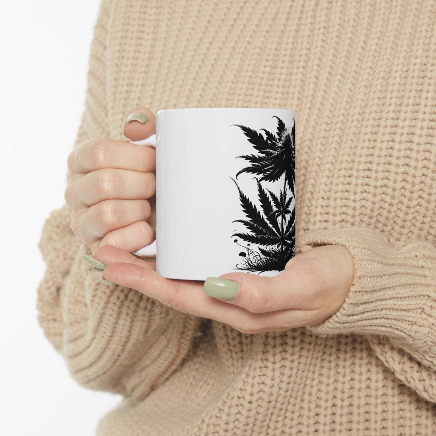 BLACK WEED FLOWER - Weed Coffee Mugs (11oz) Perfect Gift for Smokers/ Marijuana Gift; Wake and Bake Mug - Cannabis Cup / Stoner Mug