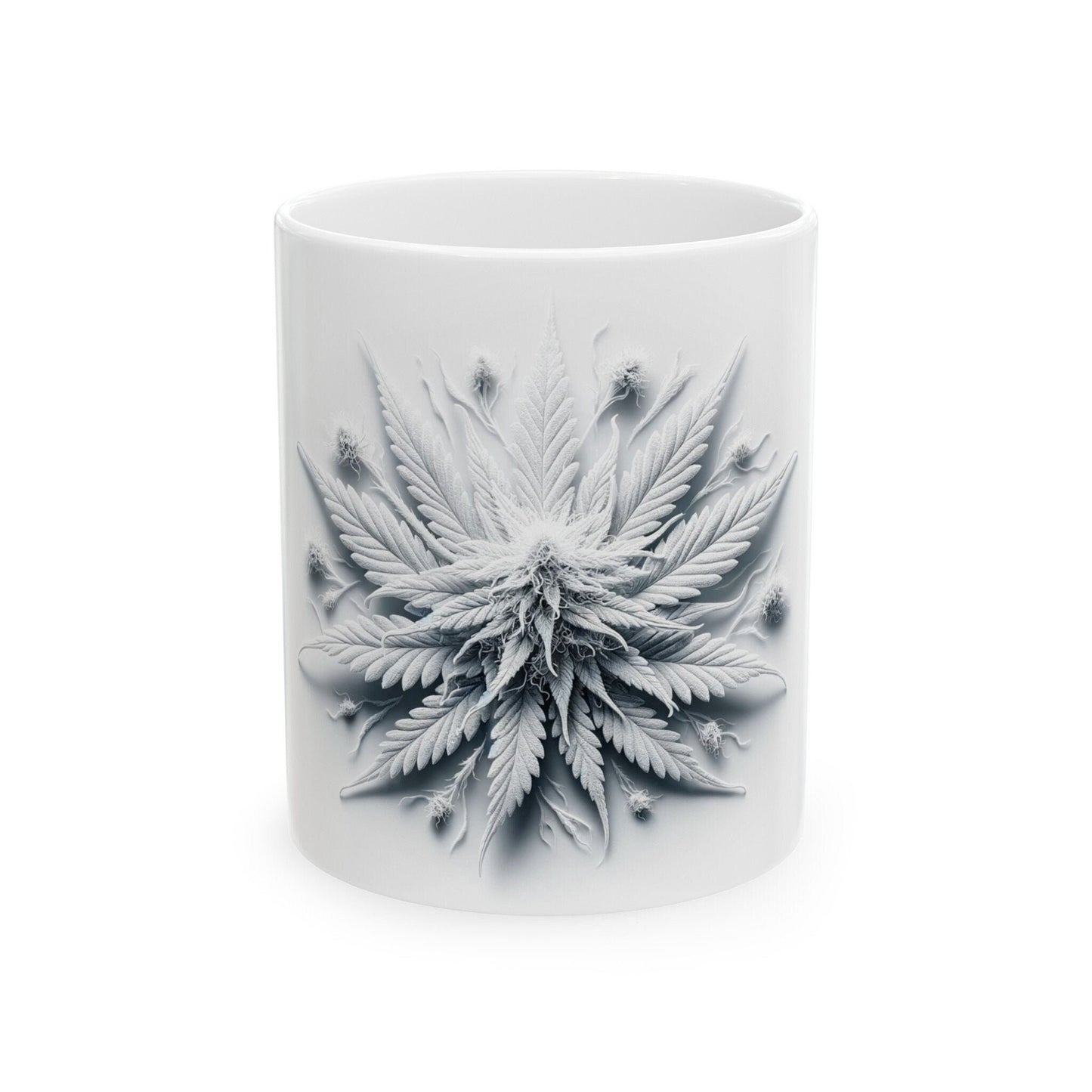 WHITE WEED FLOWER - Weed Coffee Mugs (11oz) Perfect Gift for Smokers/ Marijuana Gift; Wake and Bake Mug - Cannabis Cup / Stoner Mug