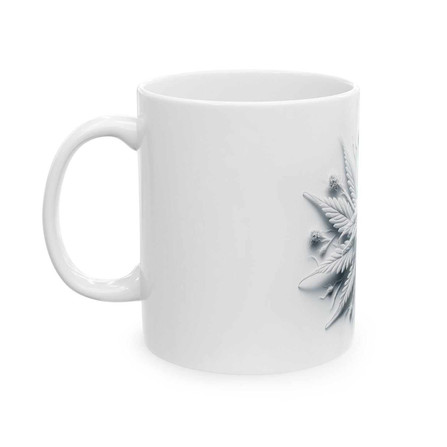 WHITE WEED FLOWER - Weed Coffee Mugs (11oz) Perfect Gift for Smokers/ Marijuana Gift; Wake and Bake Mug - Cannabis Cup / Stoner Mug
