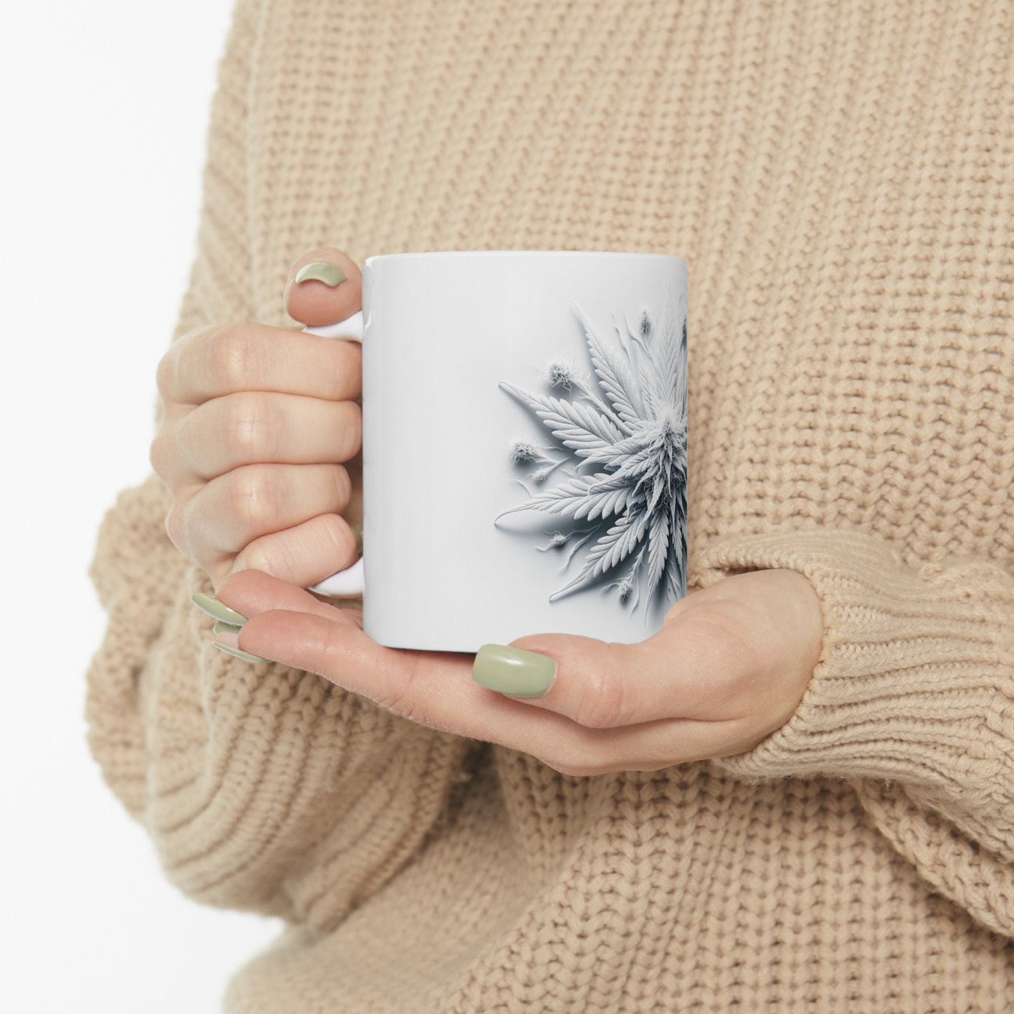WHITE WEED FLOWER - Weed Coffee Mugs (11oz) Perfect Gift for Smokers/ Marijuana Gift; Wake and Bake Mug - Cannabis Cup / Stoner Mug