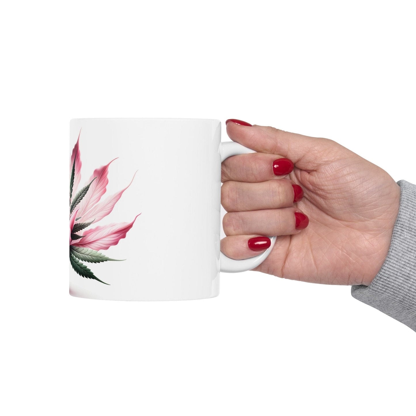 PINK WEED FLOWER - Weed Coffee Mugs (11oz) Perfect Gift for Smokers/ Marijuana Gift; Wake and Bake Mug - Cannabis Cup / Stoner Mug