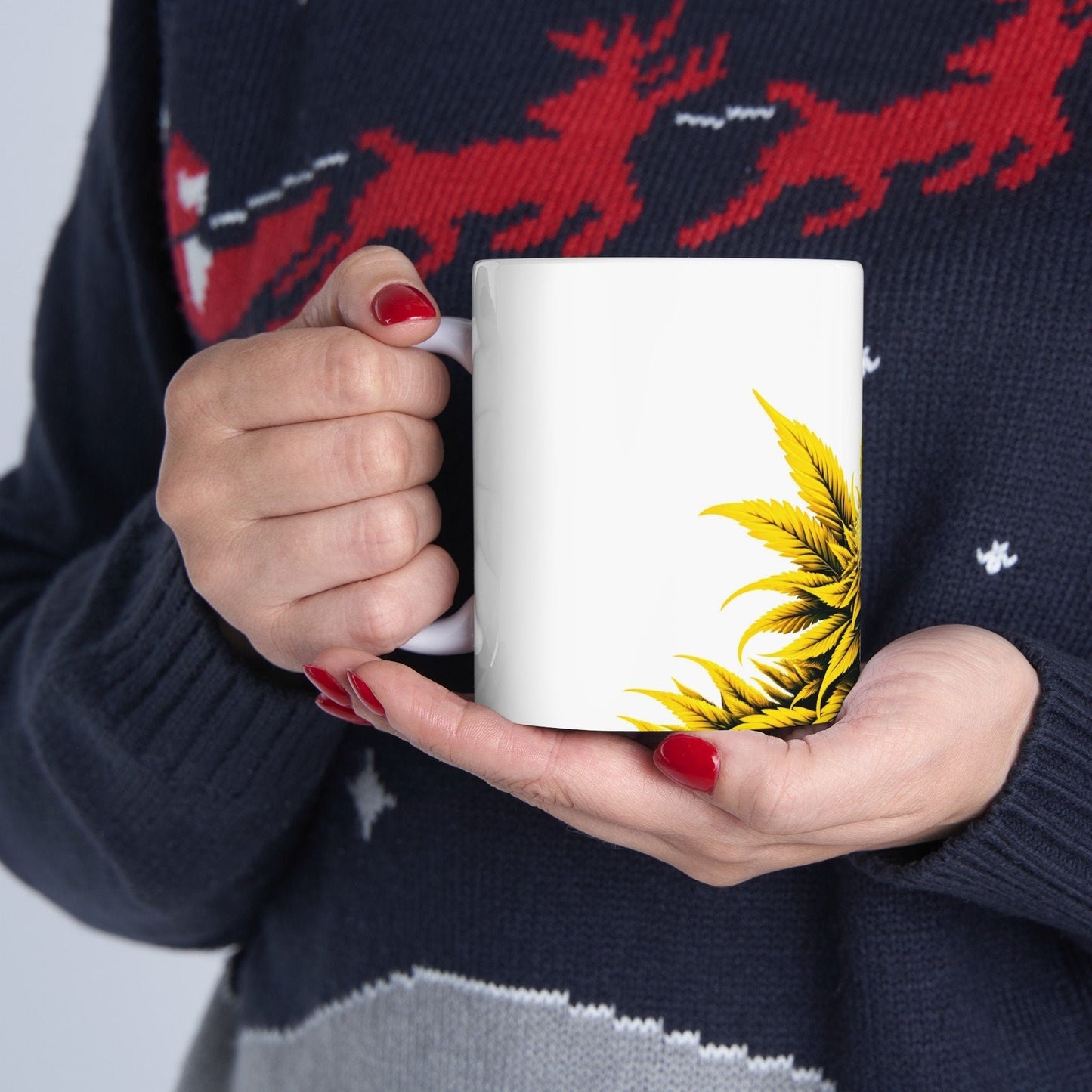 YELLOW WEED FLOWER - Weed Coffee Mugs (11oz) Perfect Gift for Smokers/ Marijuana Gift; Wake and Bake Mug - Cannabis Cup / Stoner Mug