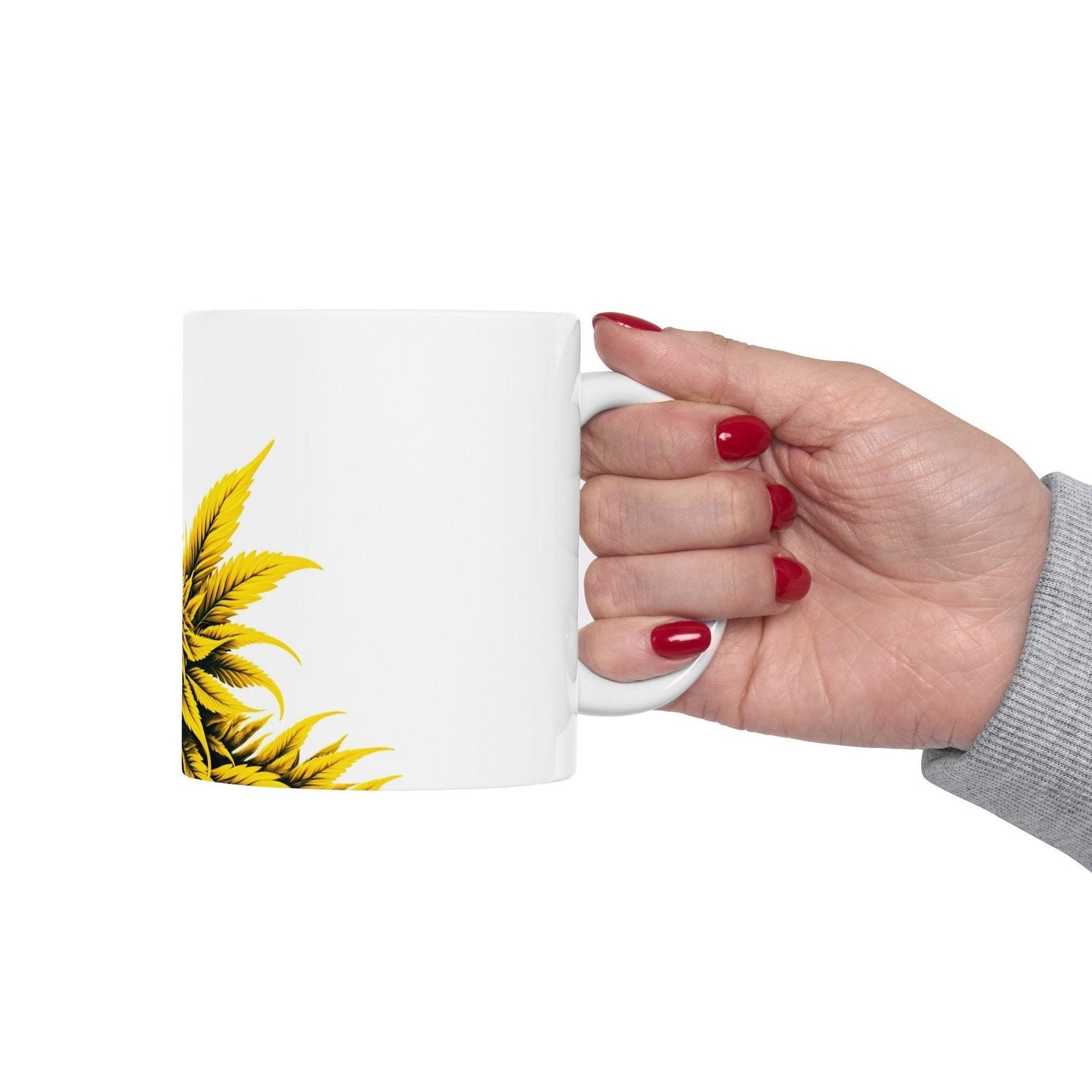 YELLOW WEED FLOWER - Weed Coffee Mugs (11oz) Perfect Gift for Smokers/ Marijuana Gift; Wake and Bake Mug - Cannabis Cup / Stoner Mug