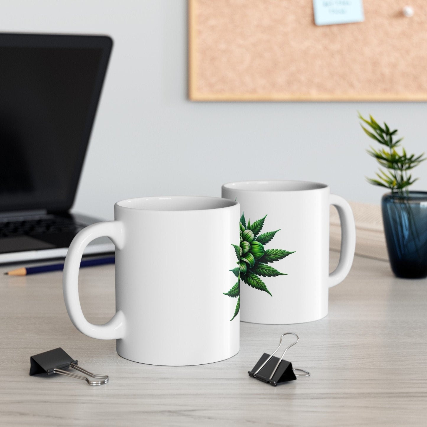 GREEN WEED FLOWER - Weed Coffee Mugs (11oz) Perfect Gift for Smokers/ Marijuana Gift; Wake and Bake Mug - Cannabis Cup / Stoner Mug