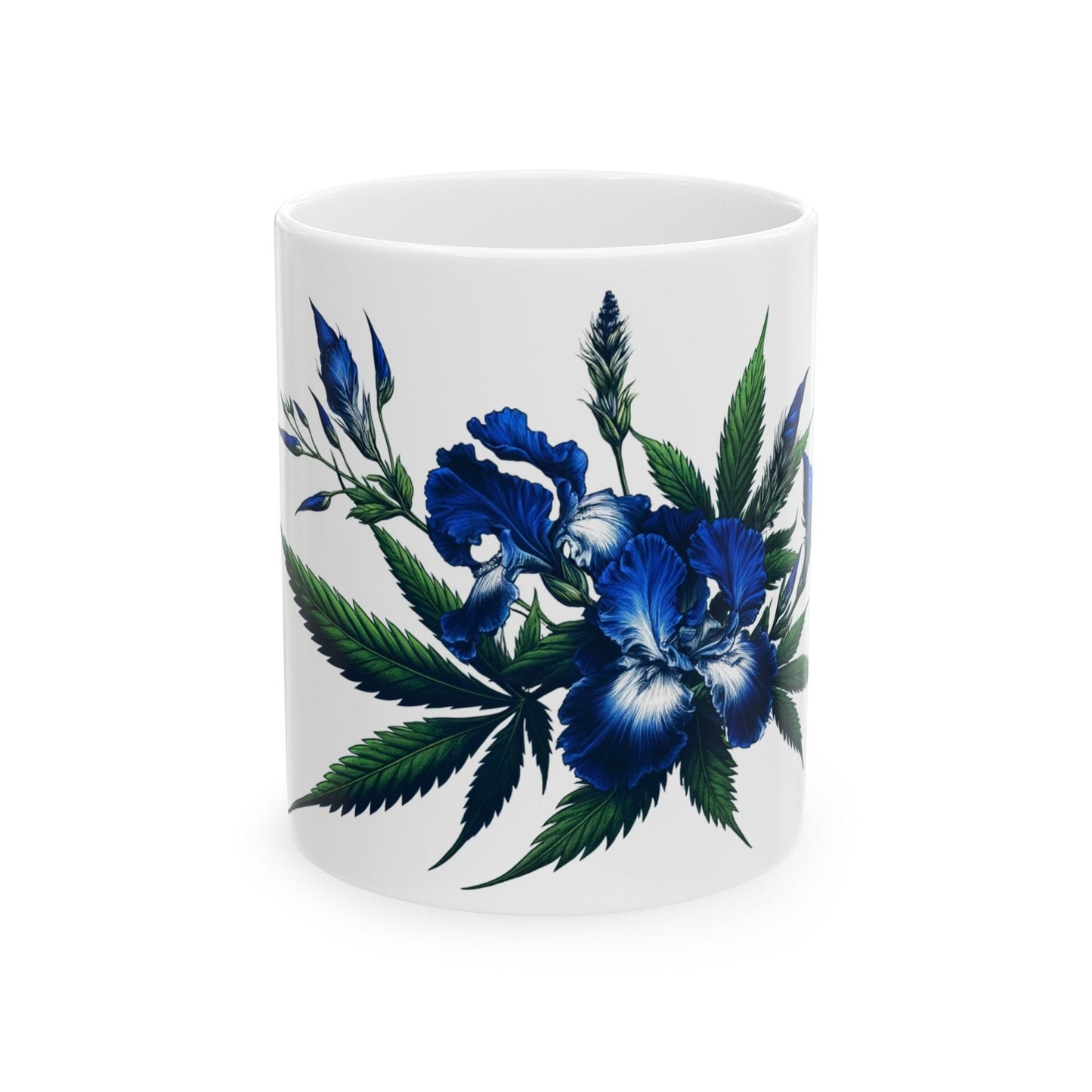 BLUE WEED FLOWER - Weed Coffee Mugs (11oz) Perfect Gift for Smokers/ Marijuana Gift; Wake and Bake Mug - Cannabis Cup / Stoner Mug