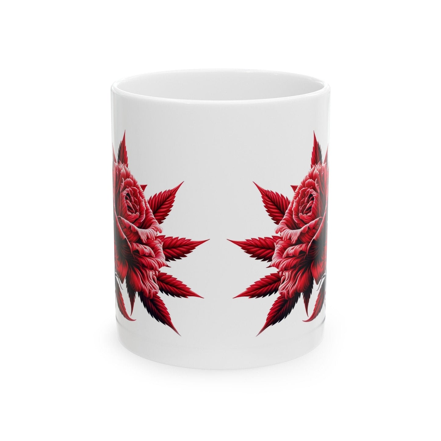 RED WEED FLOWER - Weed Coffee Mugs (11oz) Perfect Gift for Smokers/ Marijuana Gift; Wake and Bake Mug - Cannabis Cup / Stoner Mug