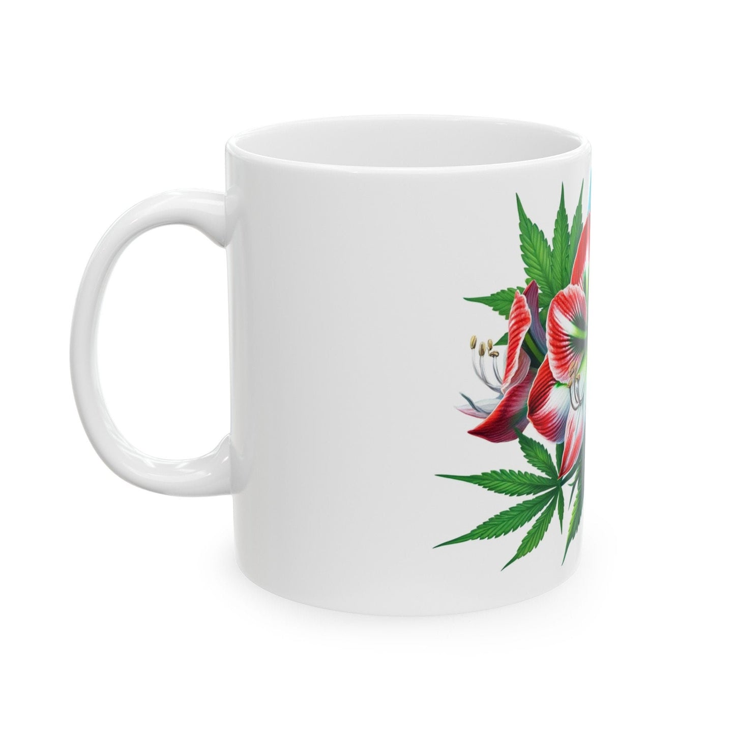 AMARYLLIS WEED FLOWER - Weed Coffee Mugs (11oz) Perfect Gift for Smokers/ Marijuana Gift; Wake and Bake Mug - Cannabis Cup / Stoner Mug
