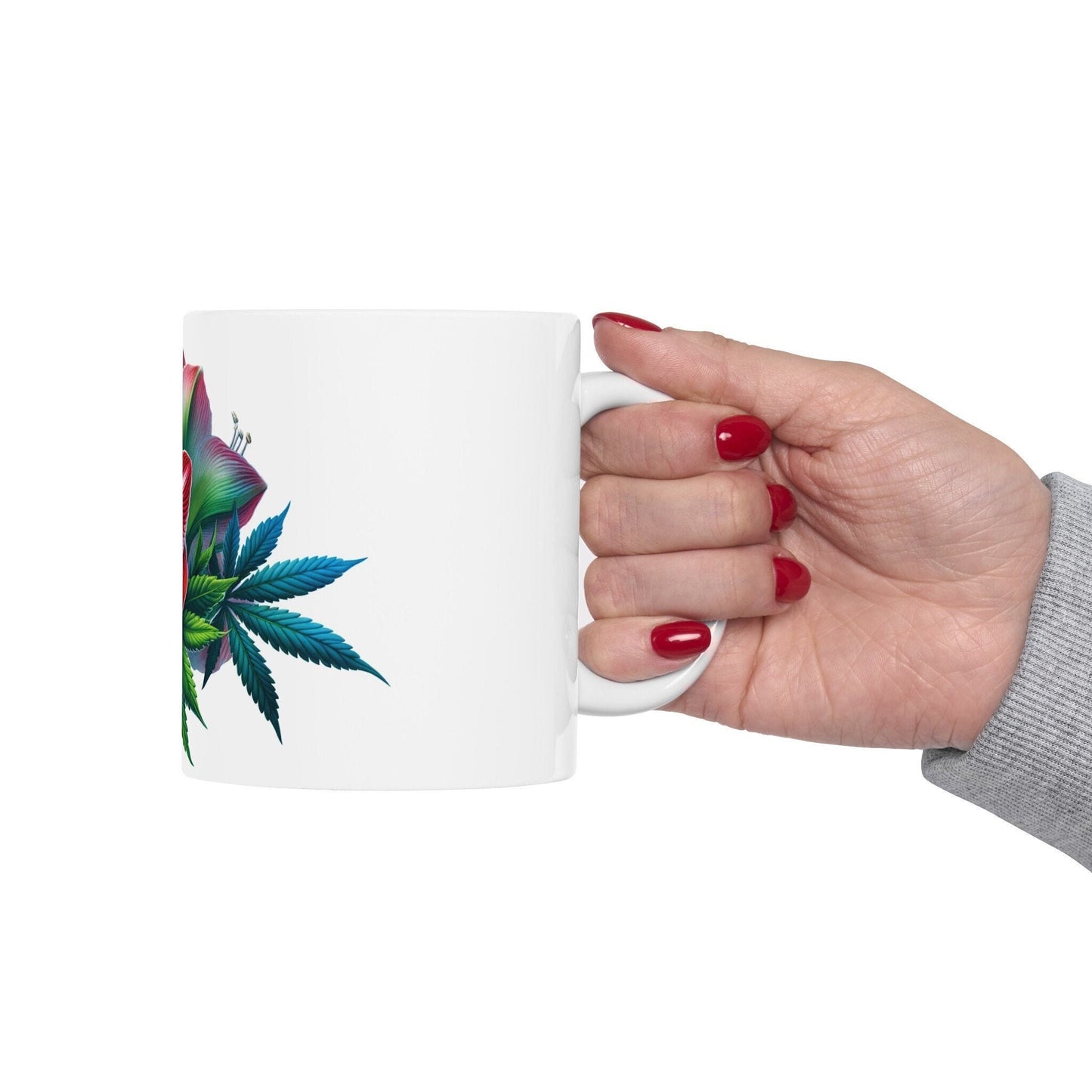 AMARYLLIS WEED FLOWER - Weed Coffee Mugs (11oz) Perfect Gift for Smokers/ Marijuana Gift; Wake and Bake Mug - Cannabis Cup / Stoner Mug