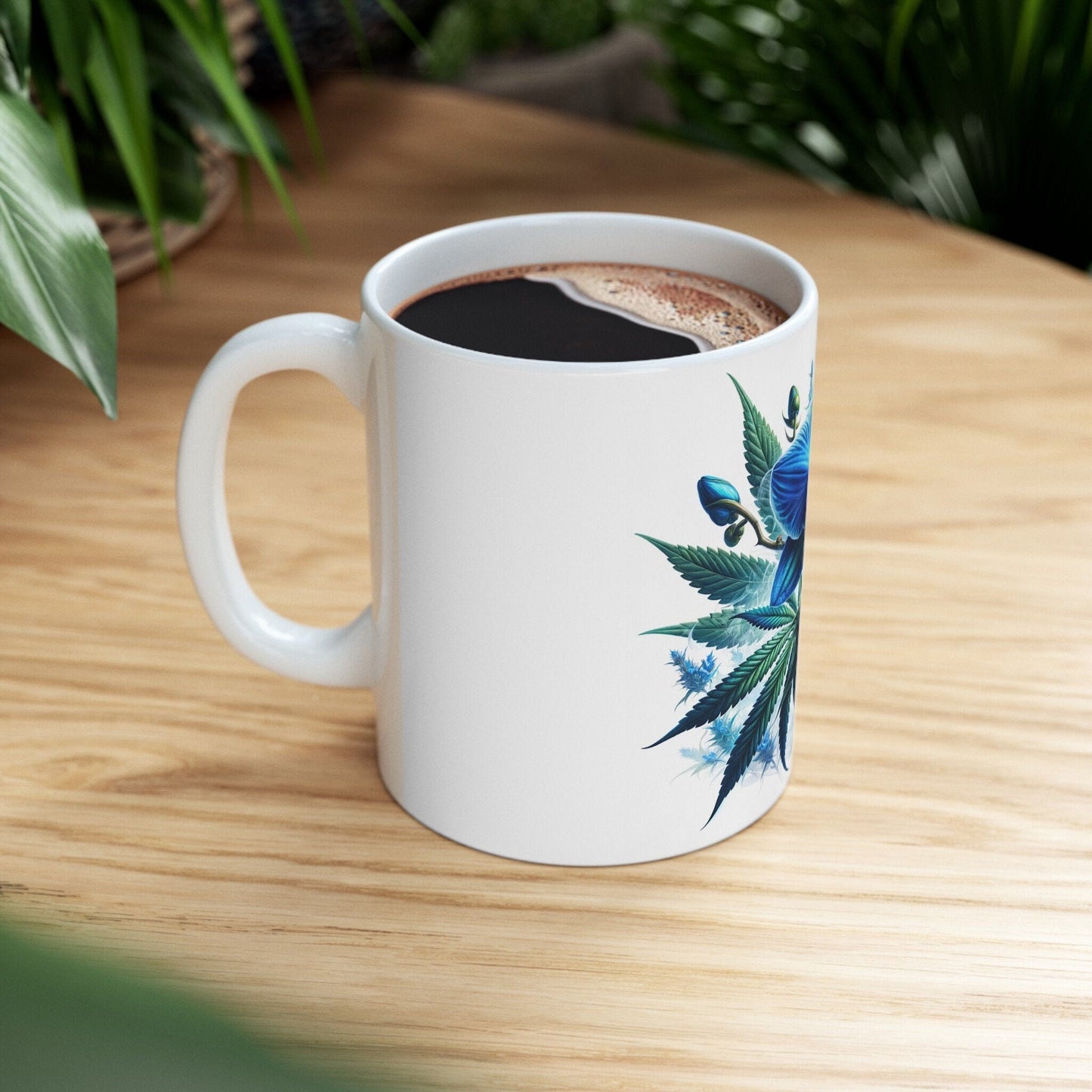 BLUE ORCHID Weed FLOWER - Weed Coffee Mugs (11oz) Perfect Gift for Smokers/ Marijuana Gift; Wake and Bake Mug - Cannabis Cup / Stoner Mug
