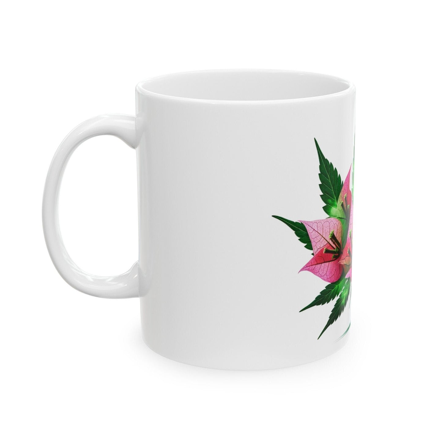 BOUGAINVILLEA WEED FLOWER - Weed Coffee Mugs (11oz) Perfect Gift for Smokers/ Marijuana Gift; Wake and Bake Mug - Cannabis Cup / Stoner Mug