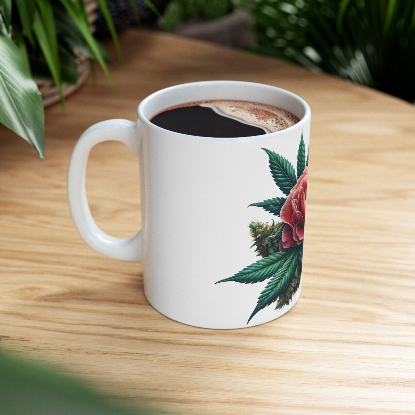 CAMELLIA WEED FLOWER - Weed Coffee Mugs (11oz) Perfect Gift for Smokers/ Marijuana Gift; Wake and Bake Mug - Cannabis Cup / Stoner Mug