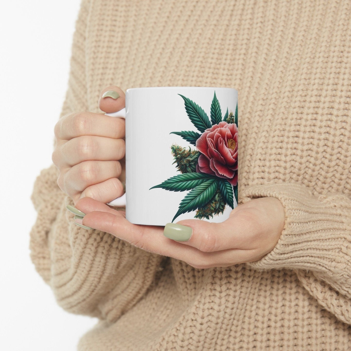 CAMELLIA WEED FLOWER - Weed Coffee Mugs (11oz) Perfect Gift for Smokers/ Marijuana Gift; Wake and Bake Mug - Cannabis Cup / Stoner Mug