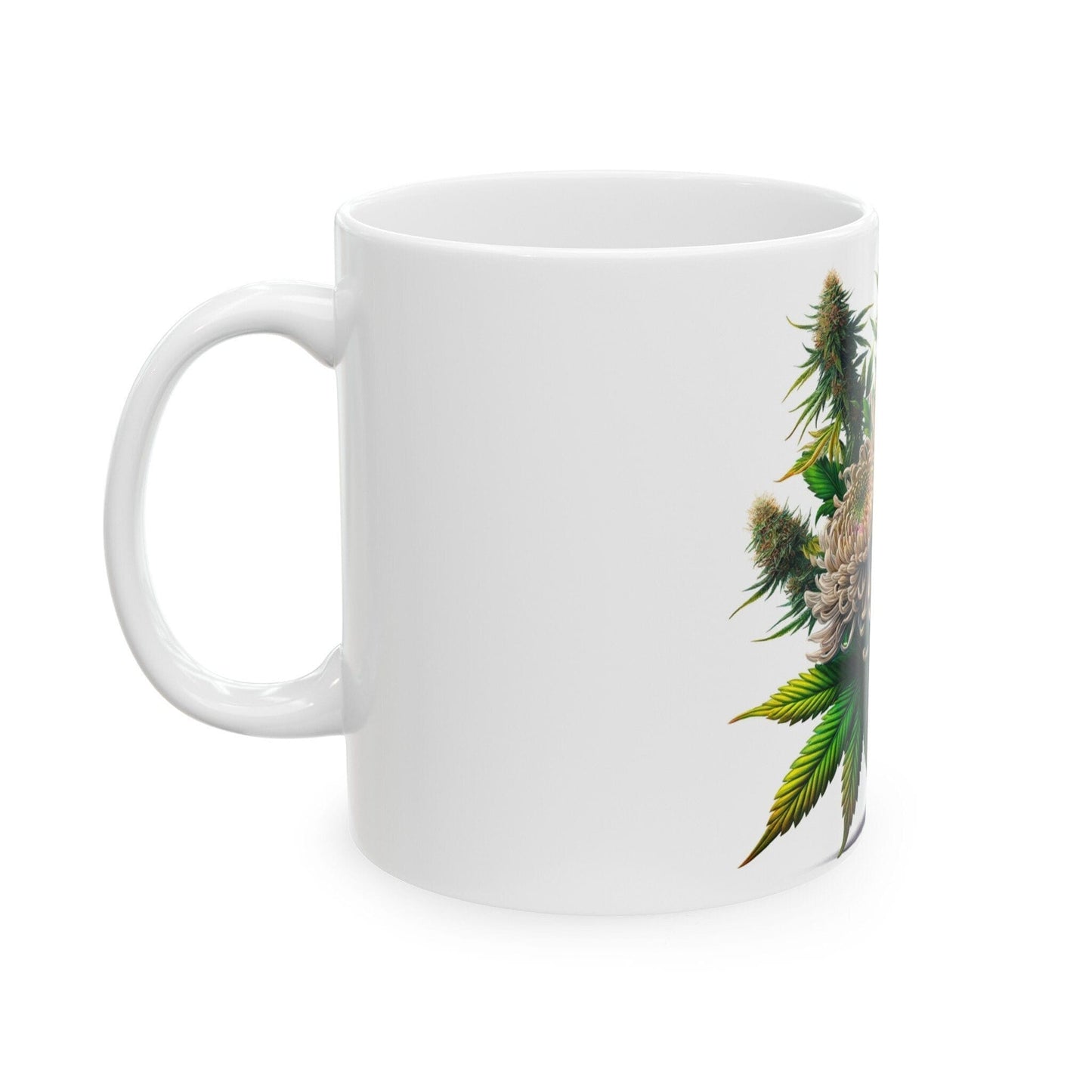 CHRYSANTHEMUM WEED FLOWER - Weed Coffee Mugs (11oz) Perfect Gift for Smokers/ Marijuana Gift; Wake and Bake Mug - Cannabis Cup / Stoner Mug