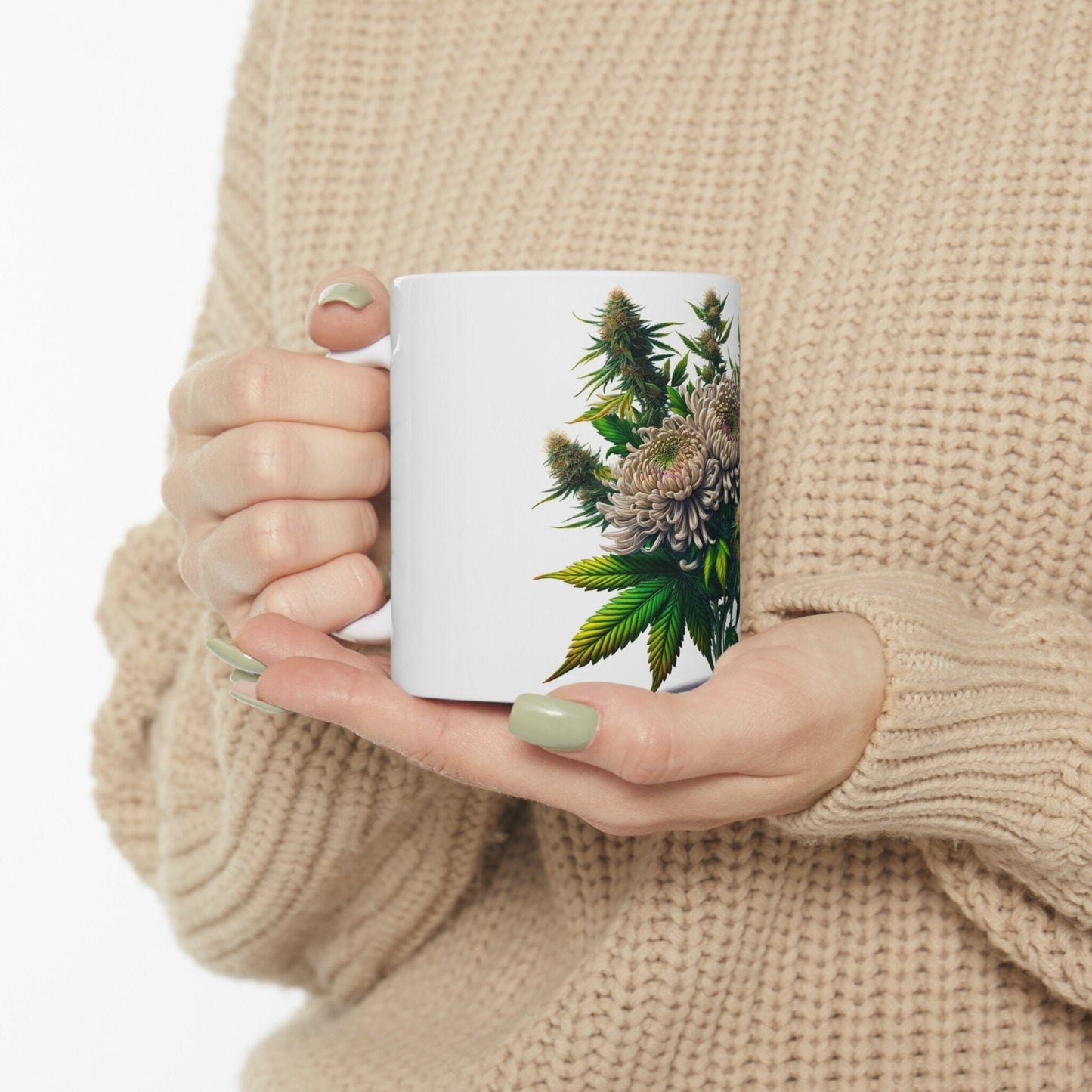 CHRYSANTHEMUM WEED FLOWER - Weed Coffee Mugs (11oz) Perfect Gift for Smokers/ Marijuana Gift; Wake and Bake Mug - Cannabis Cup / Stoner Mug