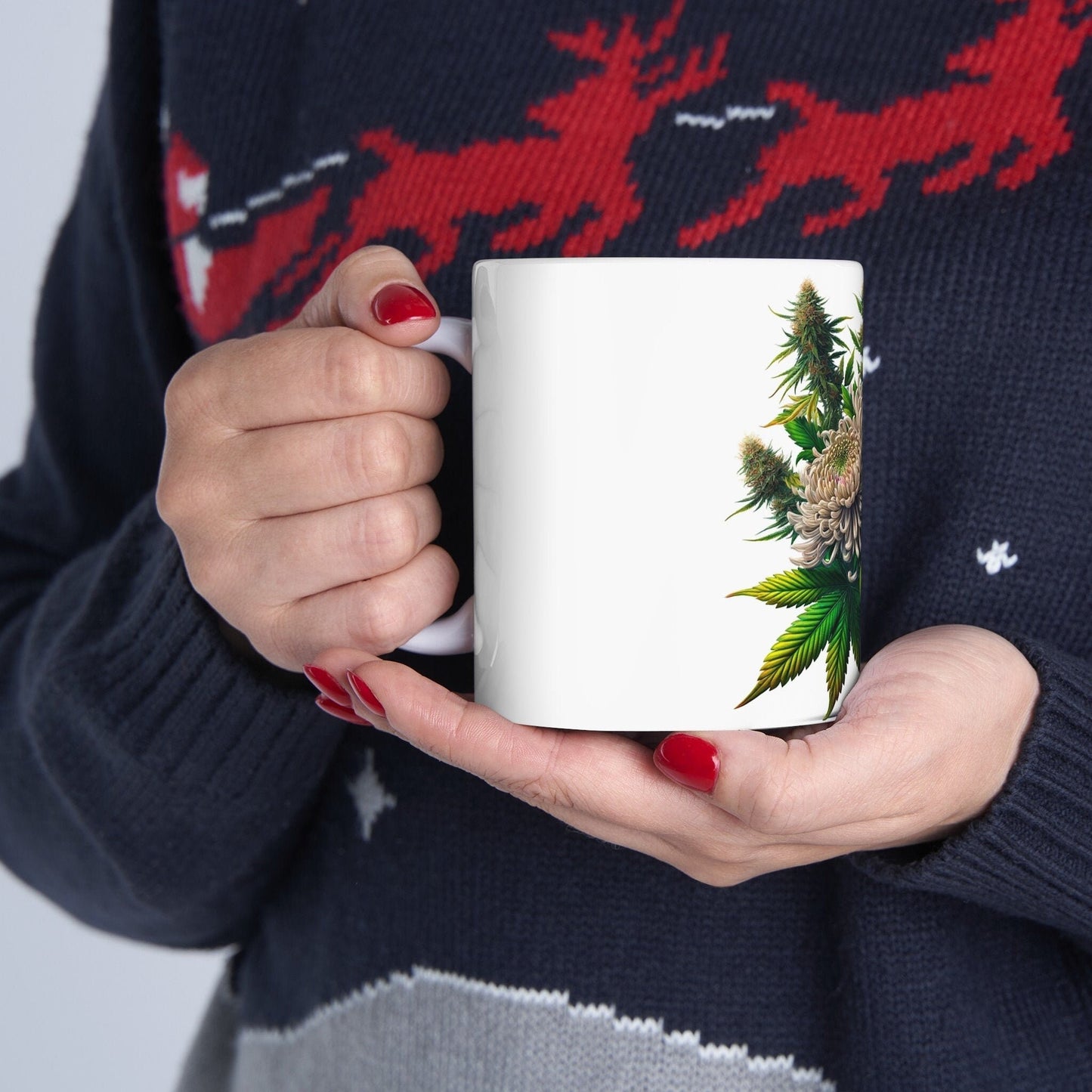 CHRYSANTHEMUM WEED FLOWER - Weed Coffee Mugs (11oz) Perfect Gift for Smokers/ Marijuana Gift; Wake and Bake Mug - Cannabis Cup / Stoner Mug