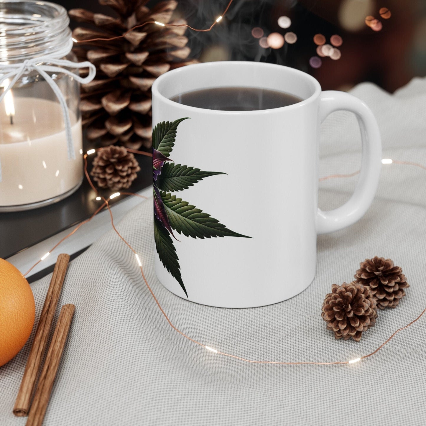 CLEMATIS WEED FLOWER - Weed Coffee Mugs (11oz) Perfect Gift for Smokers/ Marijuana Gift; Wake and Bake Mug - Cannabis Cup / Stoner Mug