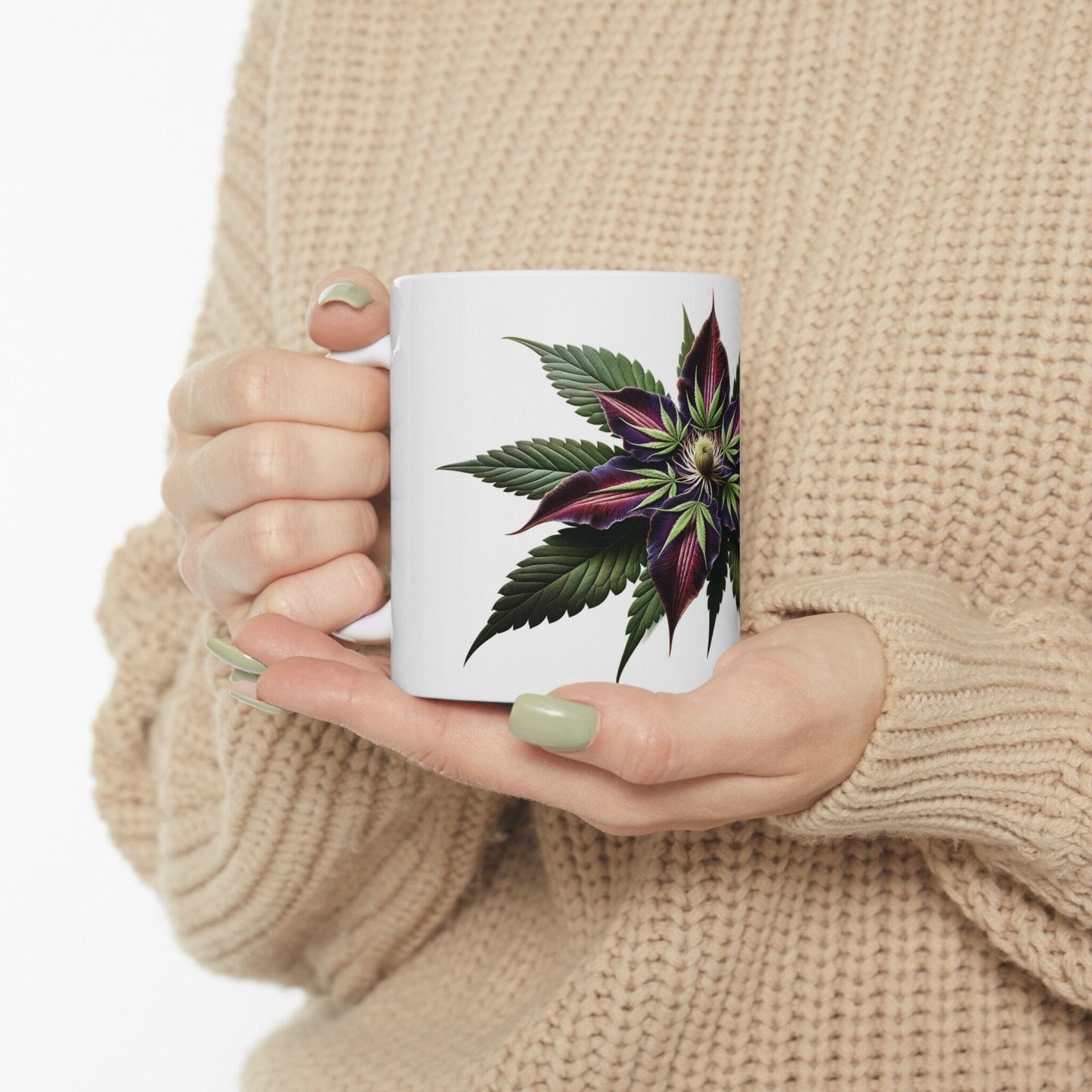 CLEMATIS WEED FLOWER - Weed Coffee Mugs (11oz) Perfect Gift for Smokers/ Marijuana Gift; Wake and Bake Mug - Cannabis Cup / Stoner Mug