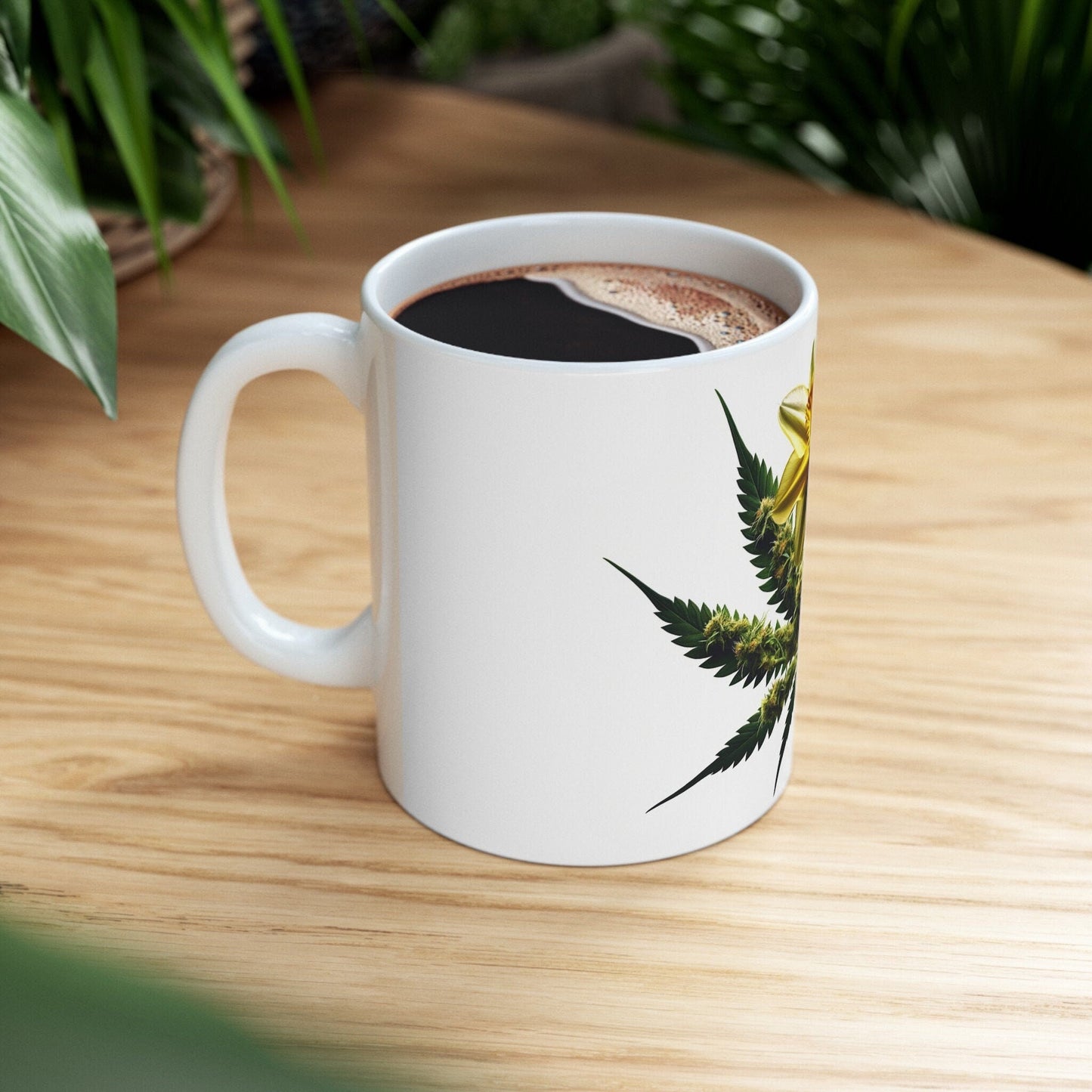DAFFODIL WEED FLOWER - Weed Coffee Mugs (11oz) Perfect Gift for Smokers/ Marijuana Gift; Wake and Bake Mug - Cannabis Cup / Stoner Mug