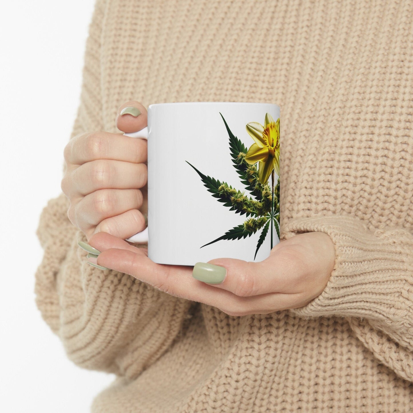 DAFFODIL WEED FLOWER - Weed Coffee Mugs (11oz) Perfect Gift for Smokers/ Marijuana Gift; Wake and Bake Mug - Cannabis Cup / Stoner Mug