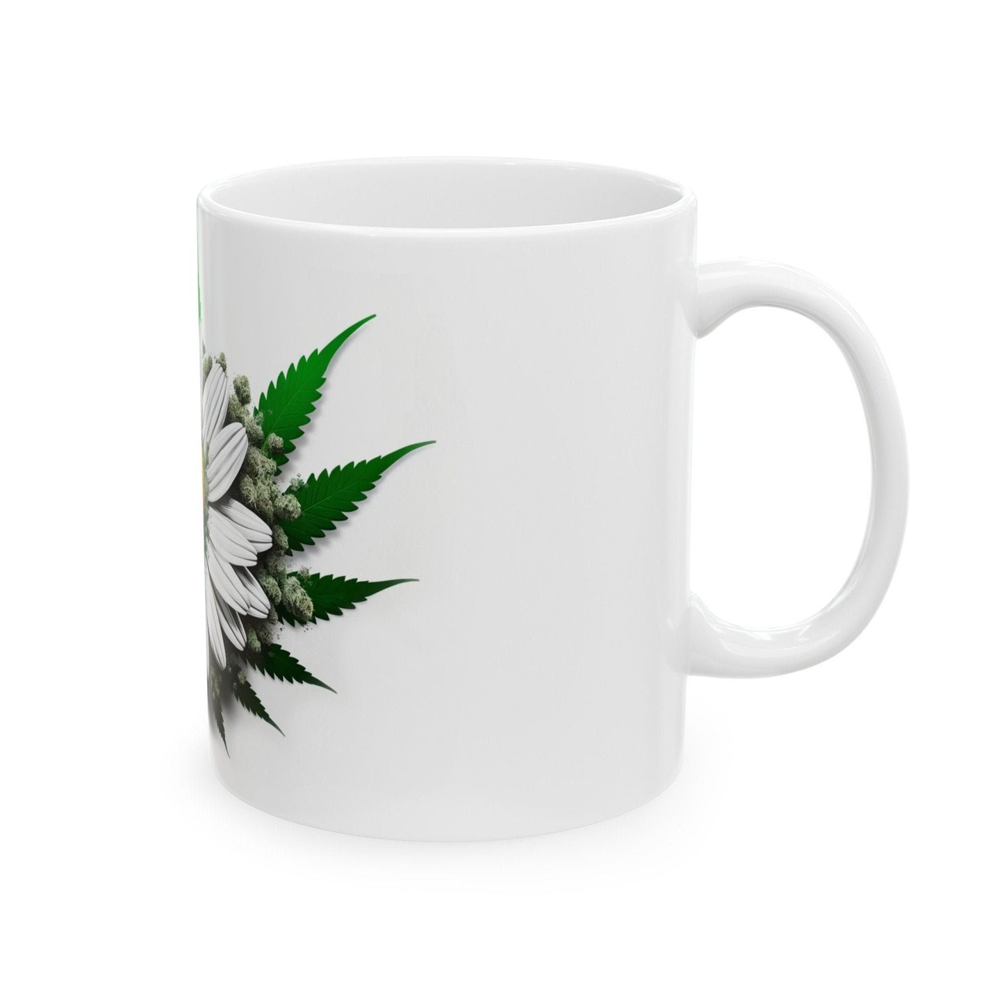 WEED DAISY FLOWER - Weed Coffee Mugs (11oz) Perfect Gift for Smokers/ Marijuana Gift; Wake and Bake Mug - Cannabis Cup / Stoner Mug
