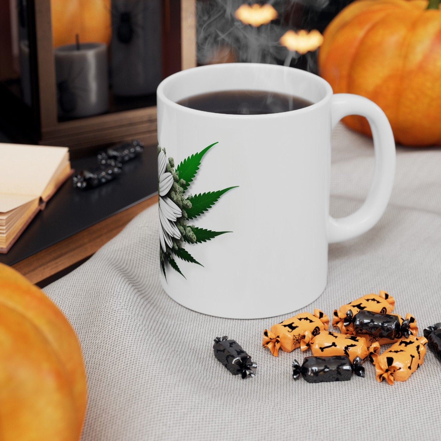 WEED DAISY FLOWER - Weed Coffee Mugs (11oz) Perfect Gift for Smokers/ Marijuana Gift; Wake and Bake Mug - Cannabis Cup / Stoner Mug