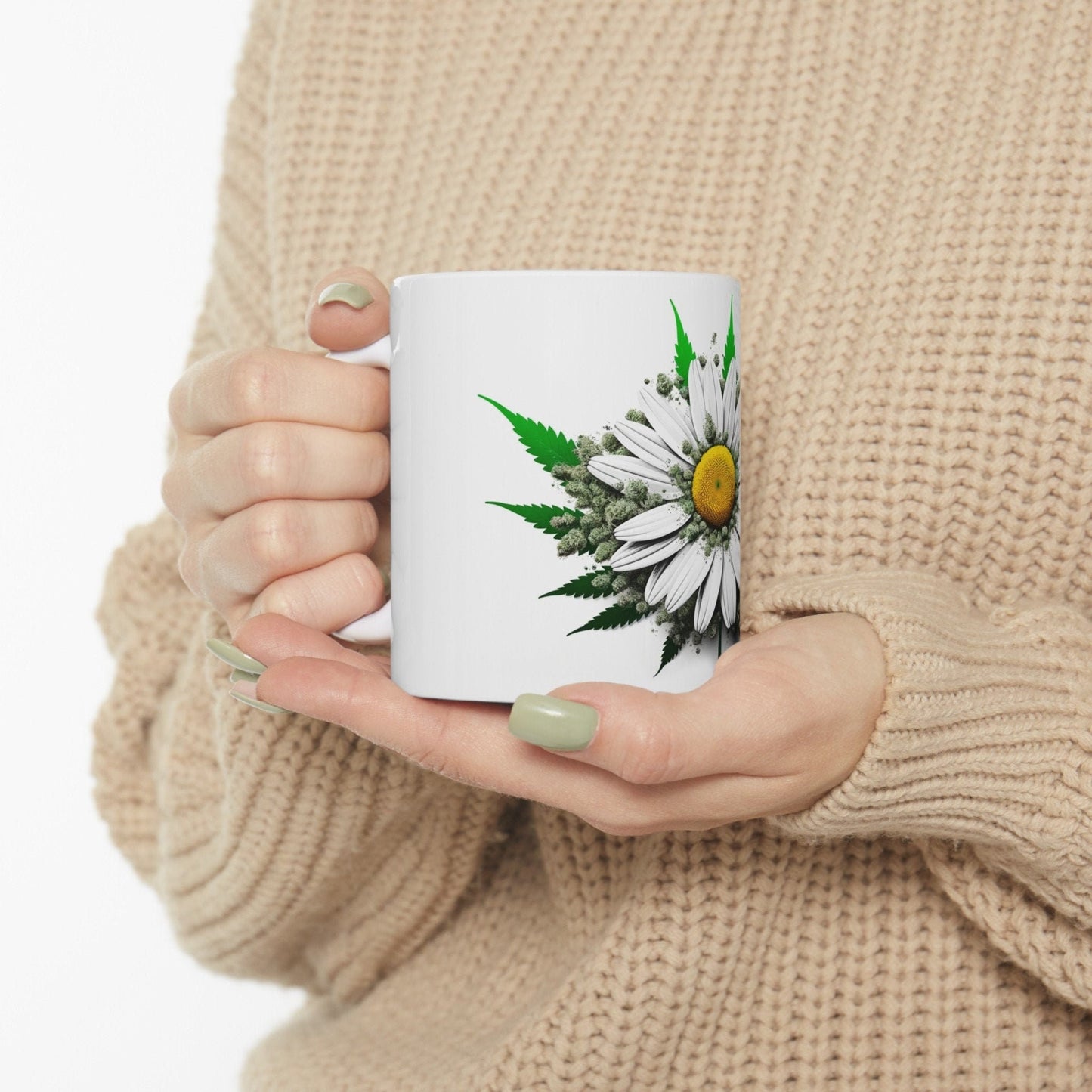 WEED DAISY FLOWER - Weed Coffee Mugs (11oz) Perfect Gift for Smokers/ Marijuana Gift; Wake and Bake Mug - Cannabis Cup / Stoner Mug