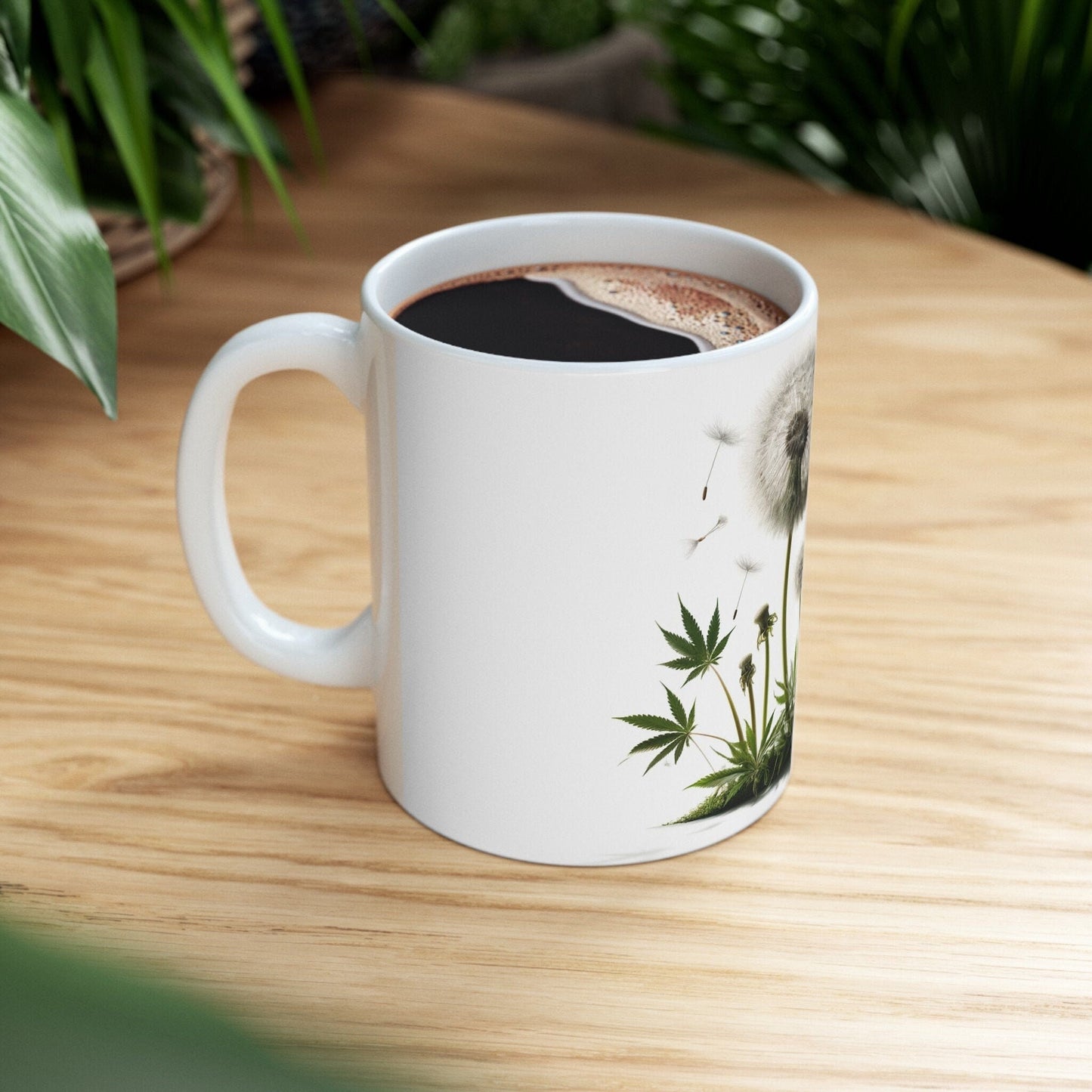 DANDELION WEED FLOWER - Weed Coffee Mugs (11oz) Perfect Gift for Smokers/ Marijuana Gift; Wake and Bake Mug - Cannabis Cup / Stoner Mug