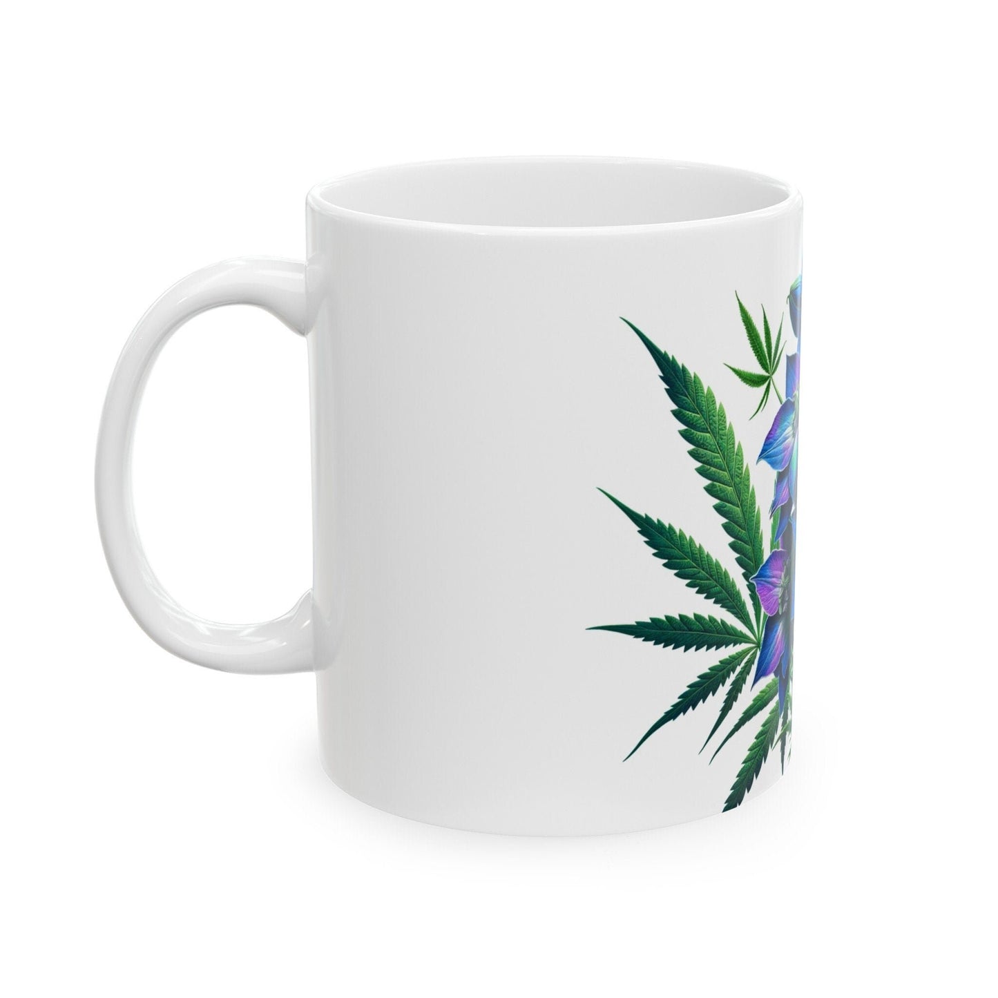 DELPHINIUM WEED FLOWER - Weed Coffee Mugs (11oz) Perfect Gift for Smokers/ Marijuana Gift; Wake and Bake Mug - Cannabis Cup / Stoner Mug