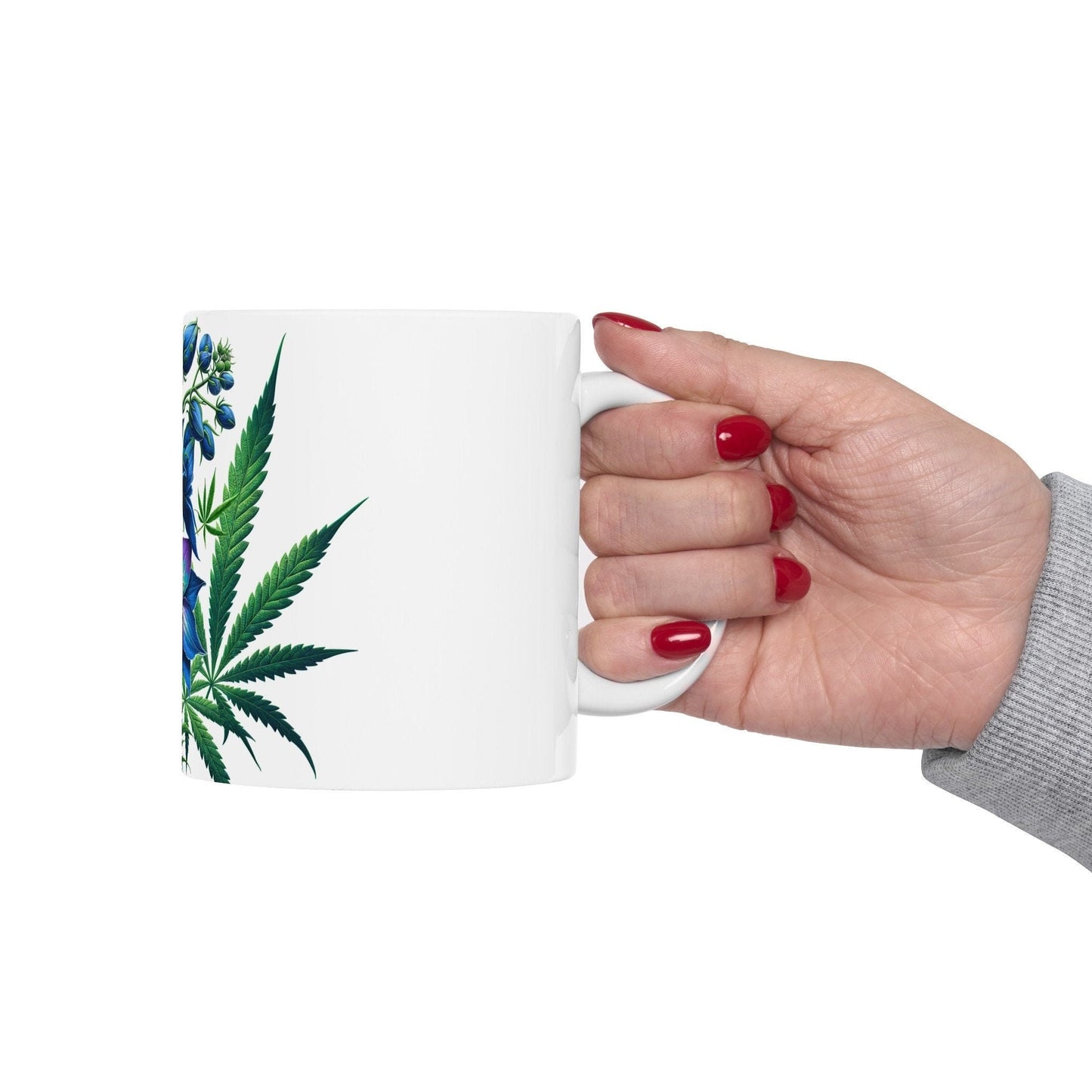 DELPHINIUM WEED FLOWER - Weed Coffee Mugs (11oz) Perfect Gift for Smokers/ Marijuana Gift; Wake and Bake Mug - Cannabis Cup / Stoner Mug