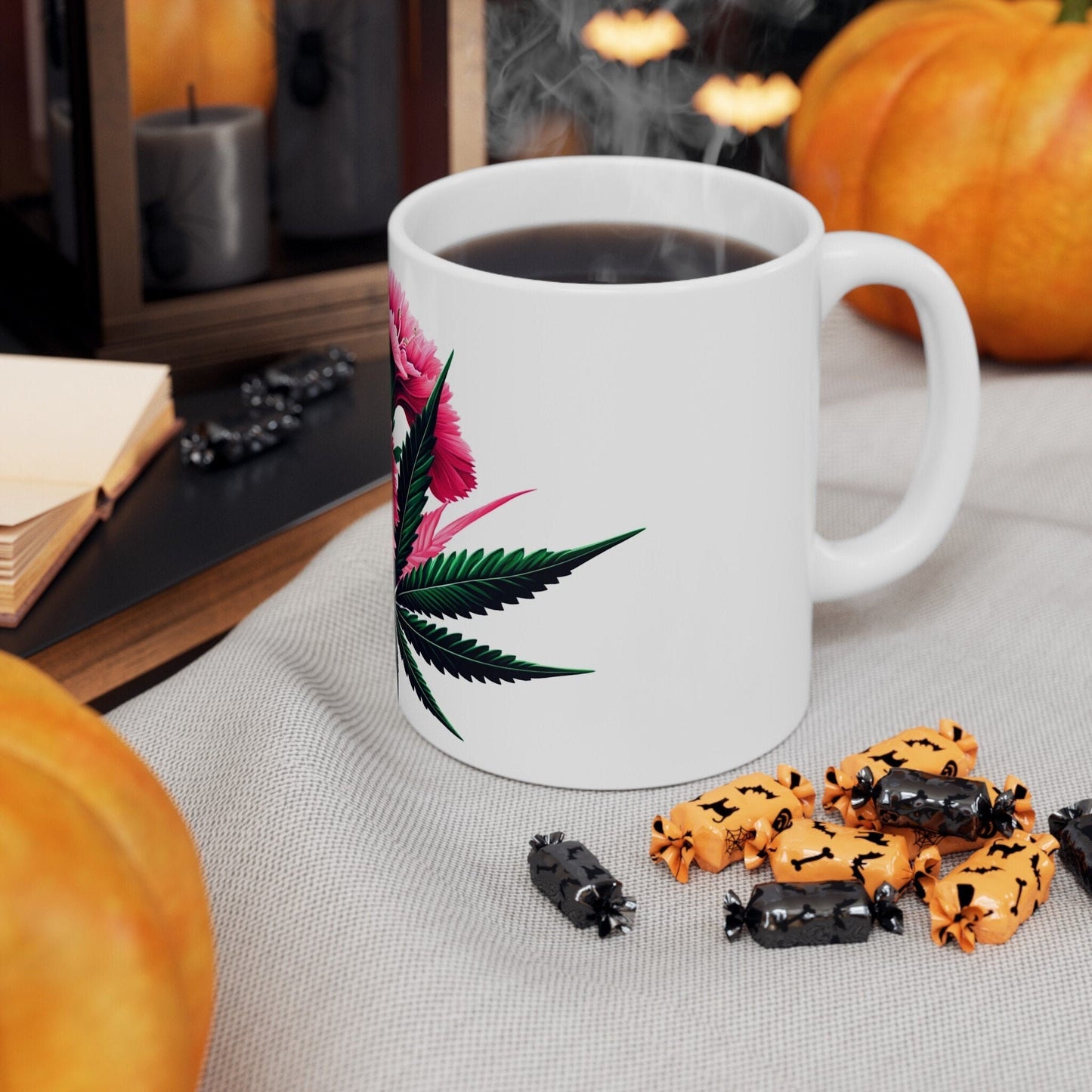 DIANTHUS WEED FLOWER - Weed Coffee Mugs (11oz) Perfect Gift for Smokers/ Marijuana Gift; Wake and Bake Mug - Cannabis Cup / Stoner Mug