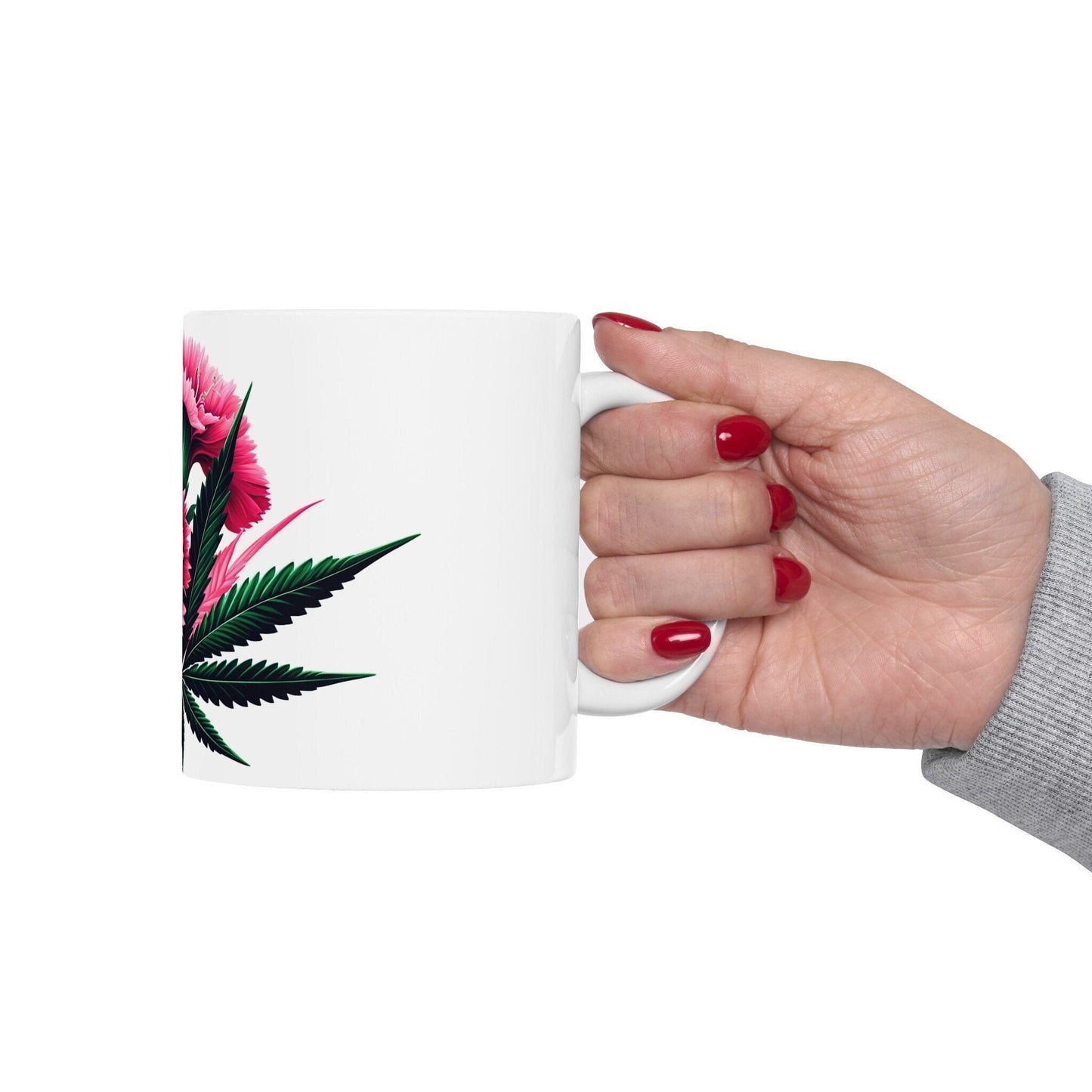 DIANTHUS WEED FLOWER - Weed Coffee Mugs (11oz) Perfect Gift for Smokers/ Marijuana Gift; Wake and Bake Mug - Cannabis Cup / Stoner Mug