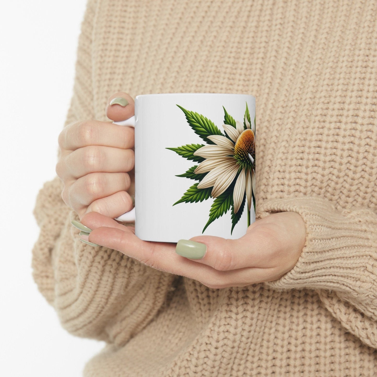 ECHINACEA WEED FLOWER - Weed Coffee Mugs (11oz) Perfect Gift for Smokers/ Marijuana Gift; Wake and Bake Mug - Cannabis Cup / Stoner Mug
