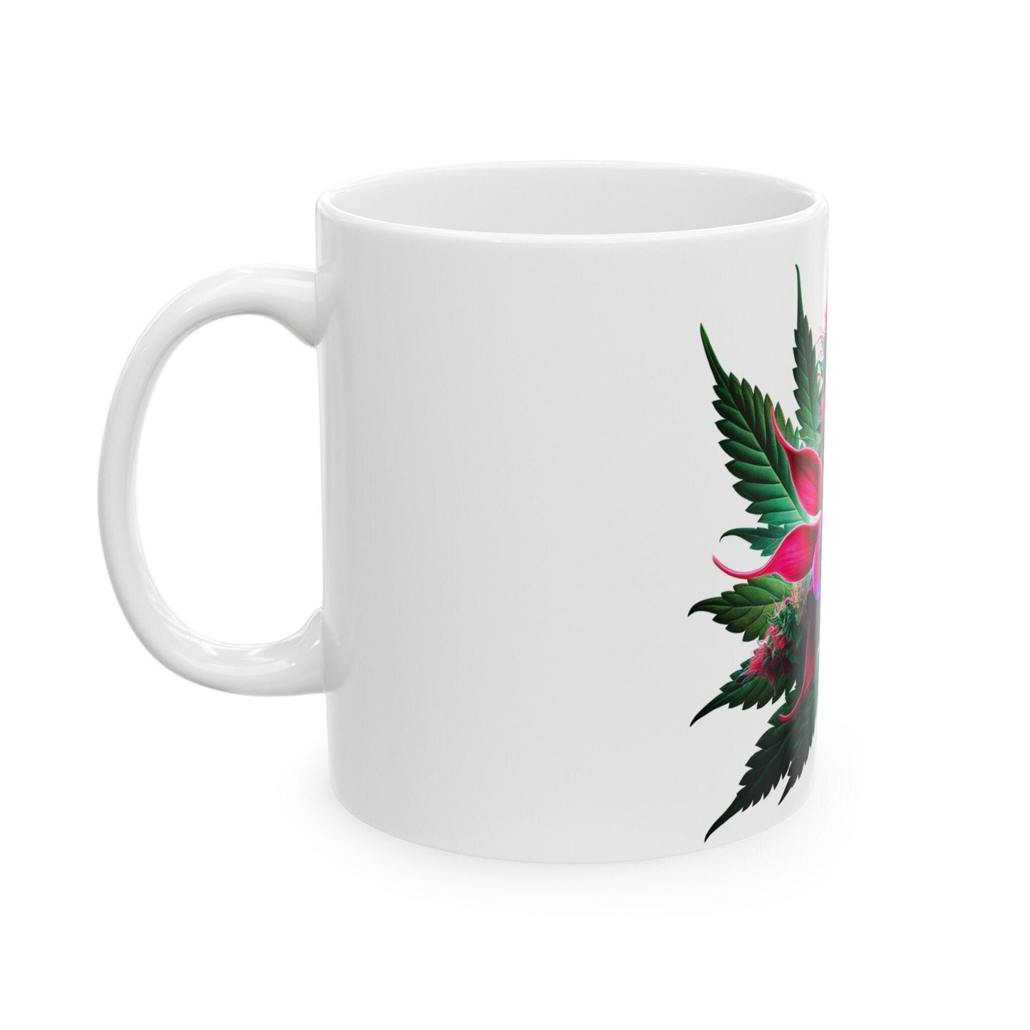 FUCHSIA WEED FLOWER - Weed Coffee Mugs (11oz) Perfect Gift for Smokers/ Marijuana Gift; Wake and Bake Mug - Cannabis Cup / Stoner Mug