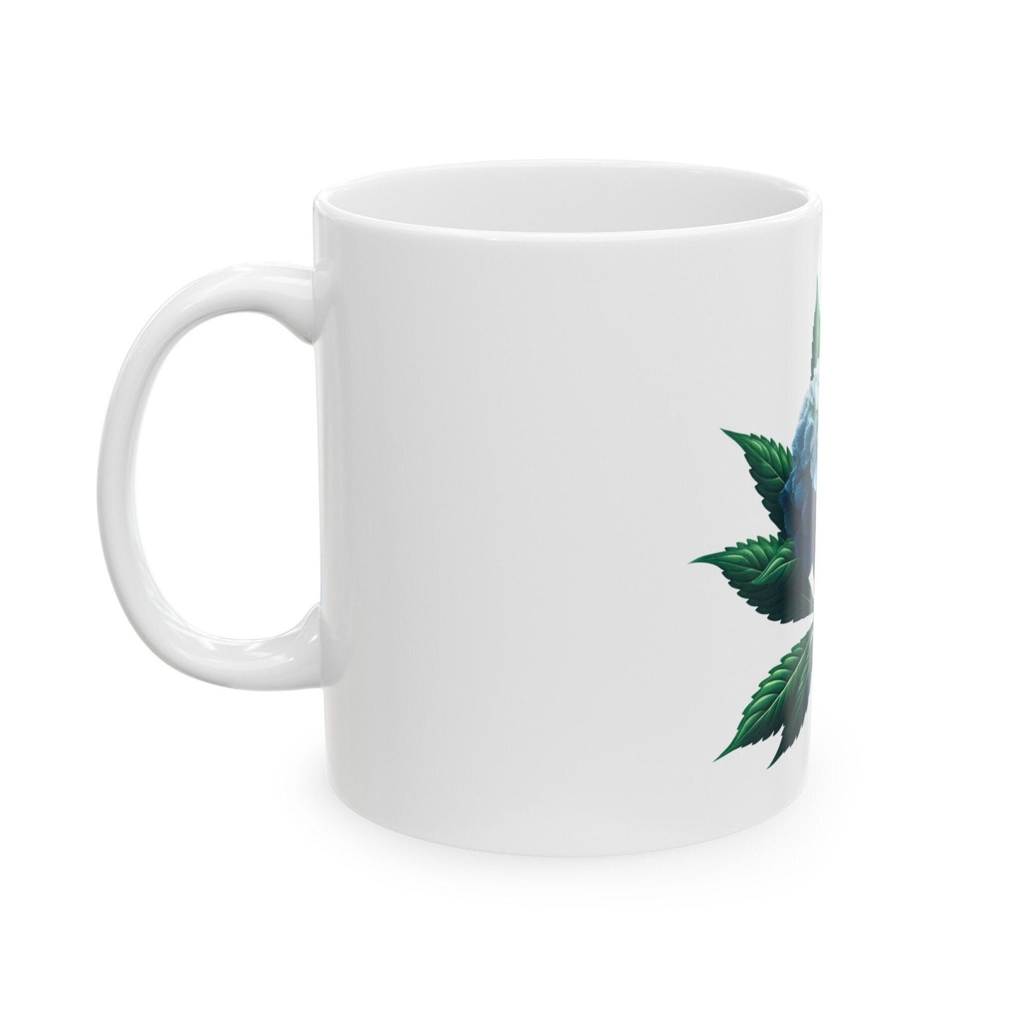 HYDRANGEA WEED FLOWER - Weed Coffee Mugs (11oz) Perfect Gift for Smokers/ Marijuana Gift; Wake and Bake Mug - Cannabis Cup / Stoner Mug