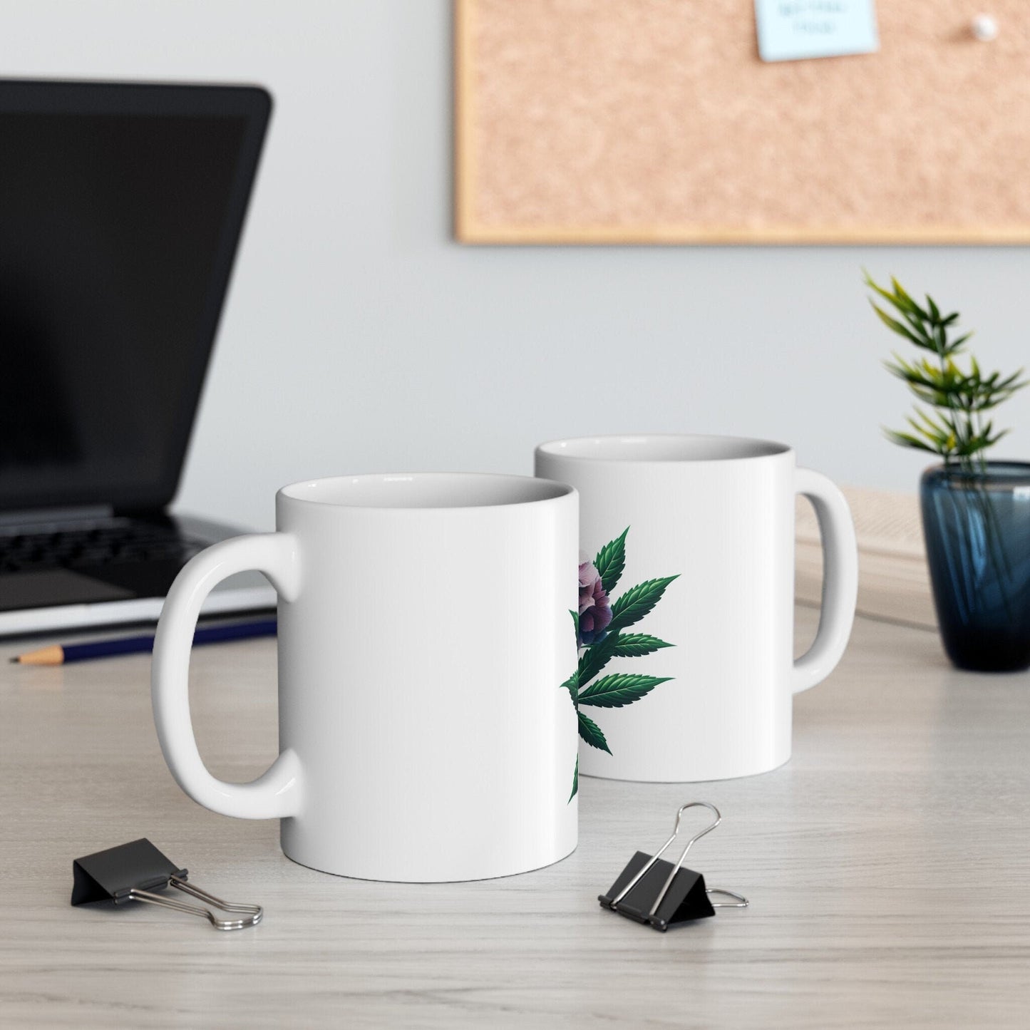 HYDRANGEA WEED FLOWER - Weed Coffee Mugs (11oz) Perfect Gift for Smokers/ Marijuana Gift; Wake and Bake Mug - Cannabis Cup / Stoner Mug