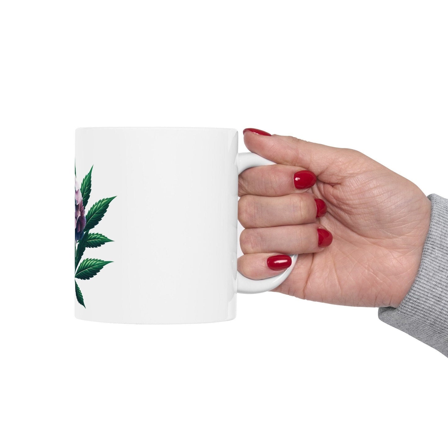 HYDRANGEA WEED FLOWER - Weed Coffee Mugs (11oz) Perfect Gift for Smokers/ Marijuana Gift; Wake and Bake Mug - Cannabis Cup / Stoner Mug