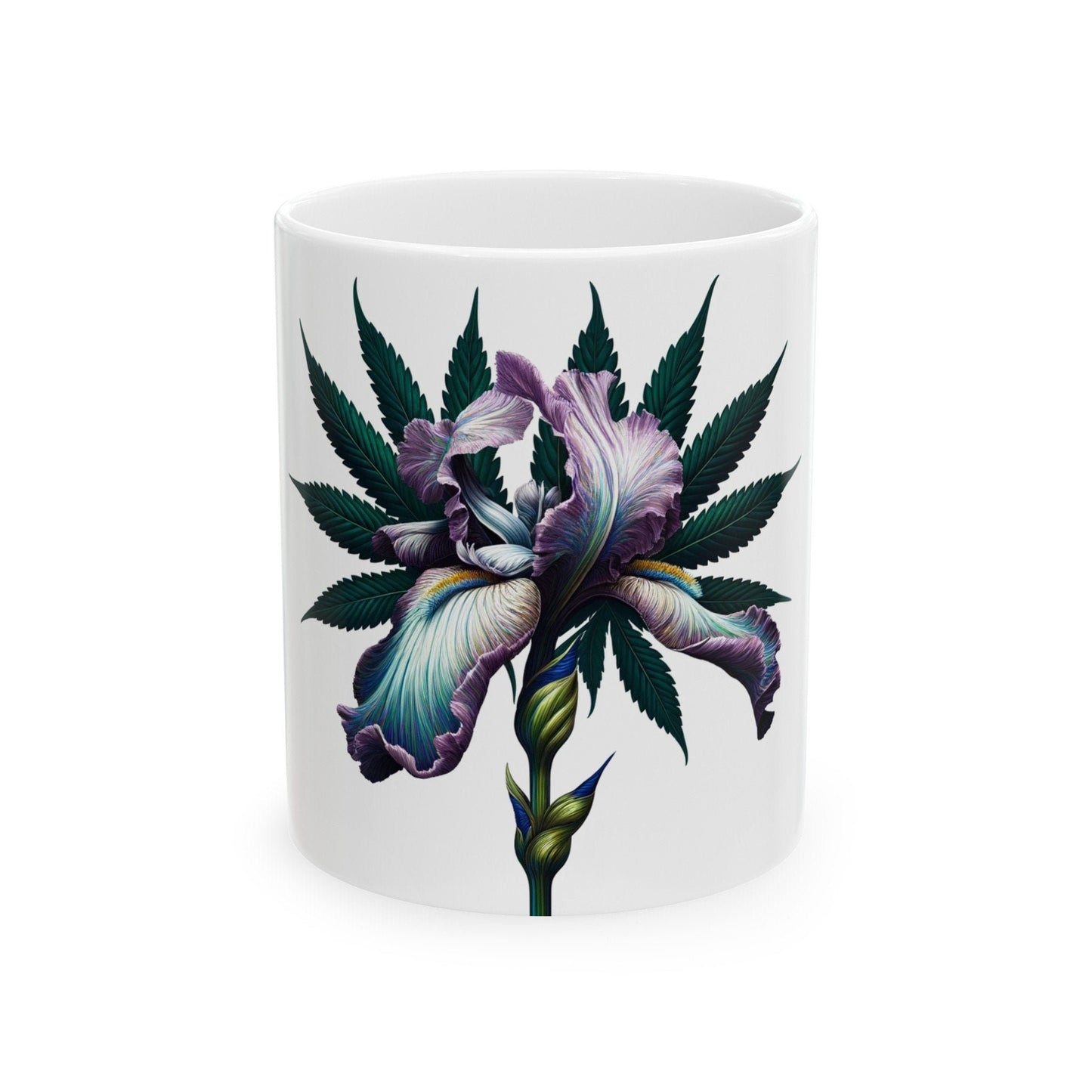 IRIS WEED FLOWER - Weed Coffee Mugs (11oz) Perfect Gift for Smokers/ Marijuana Gift; Wake and Bake Mug - Cannabis Cup / Stoner Mug