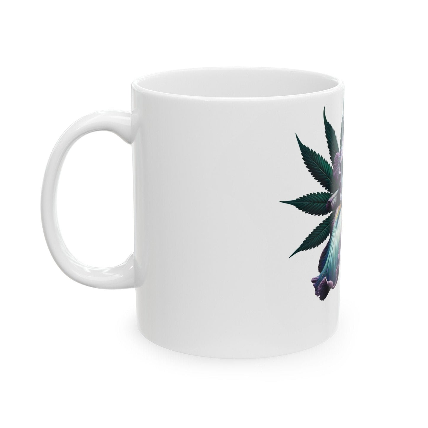 IRIS WEED FLOWER - Weed Coffee Mugs (11oz) Perfect Gift for Smokers/ Marijuana Gift; Wake and Bake Mug - Cannabis Cup / Stoner Mug